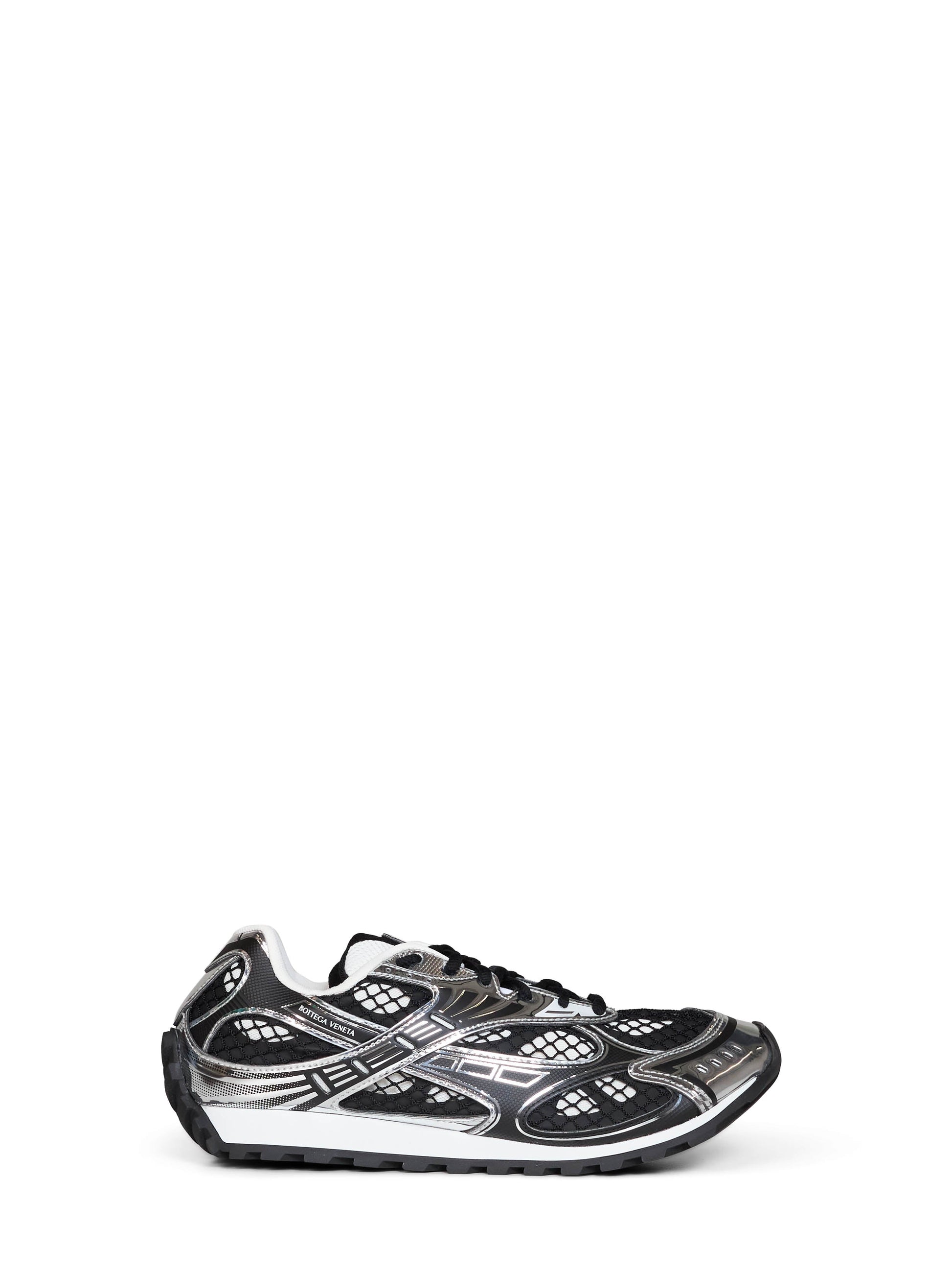 Bottega Veneta Men Black And Silver Lightweight Technical Fabric And Mesh Orbit Sneakers. BOTTEGA VENETA