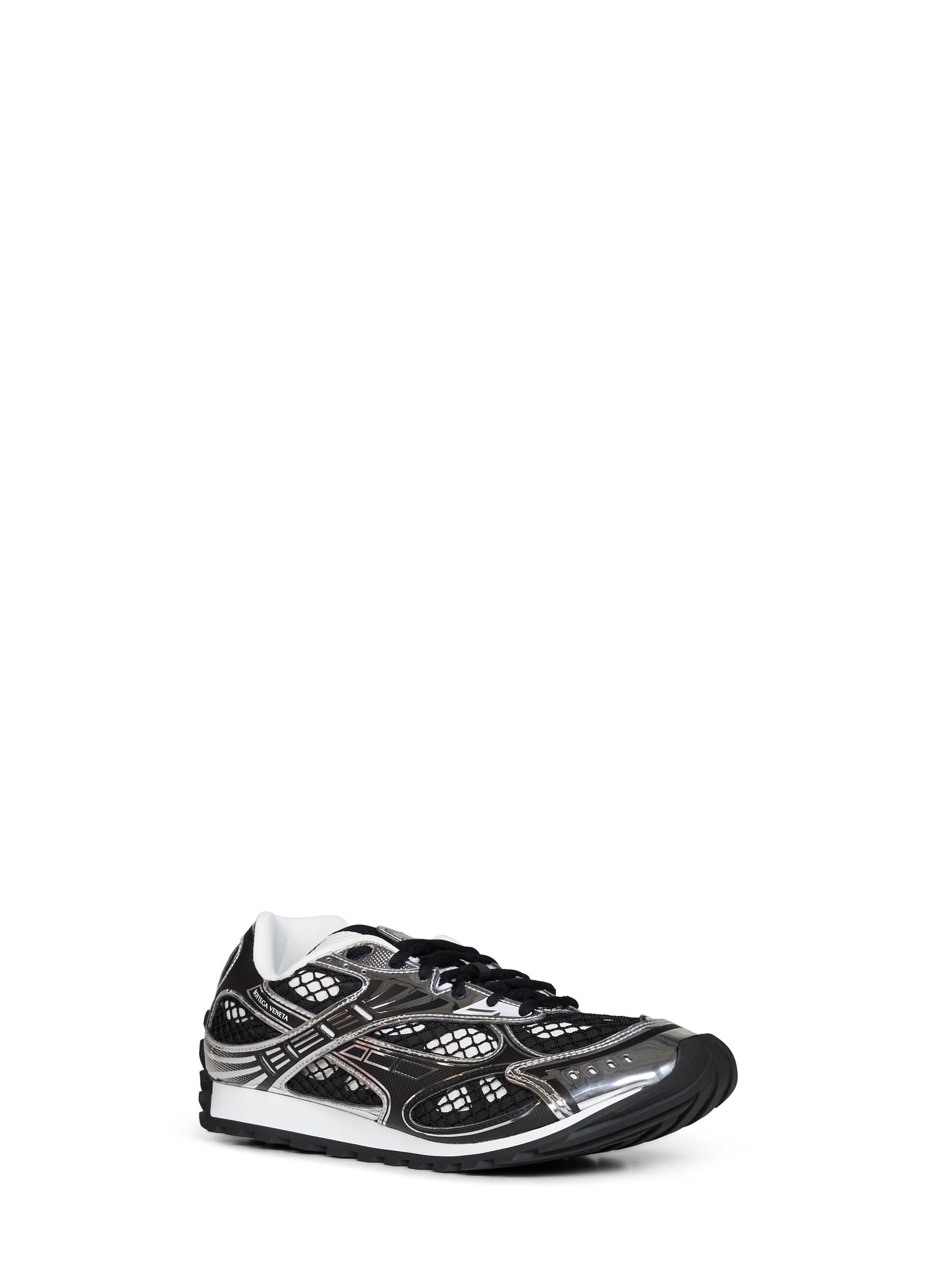 Bottega Veneta Men Black And Silver Lightweight Technical Fabric And Mesh Orbit Sneakers. BOTTEGA VENETA