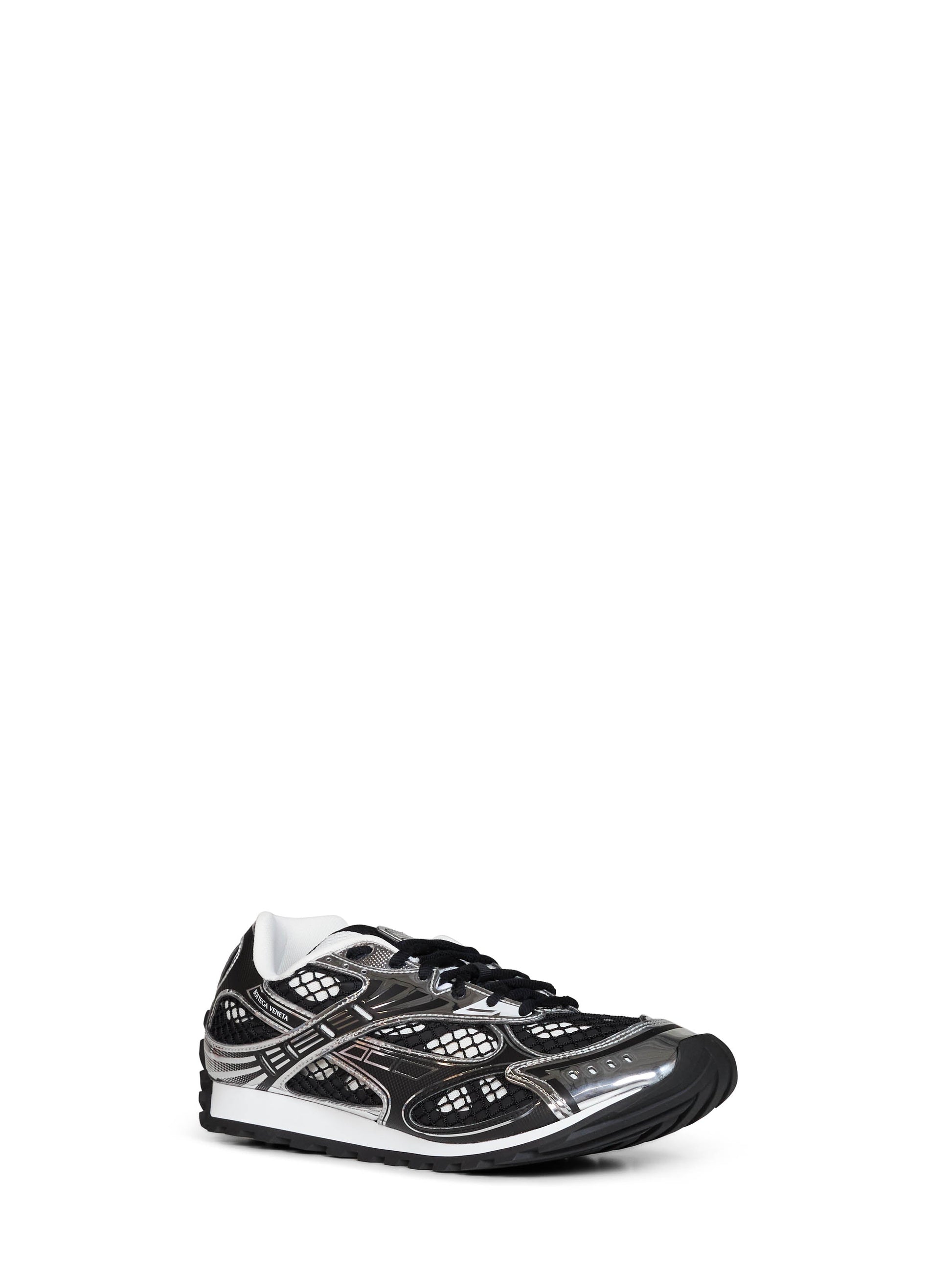Bottega Veneta Men Black And Silver Lightweight Technical Fabric And Mesh Orbit Sneakers. BOTTEGA VENETA