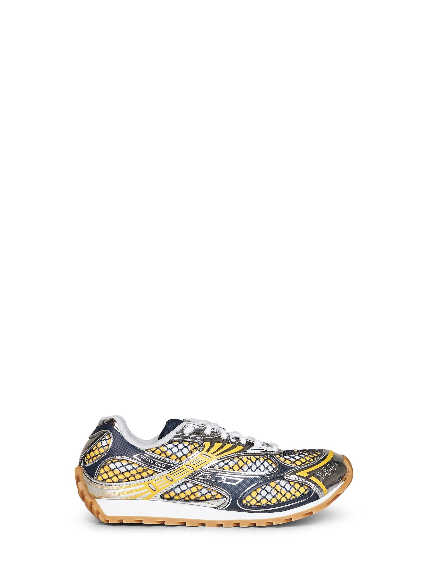 Bottega Veneta Men Taxi Yellow And Denim Technical Fabric And Mesh Orbit Sneakers BOTTEGA VENETA