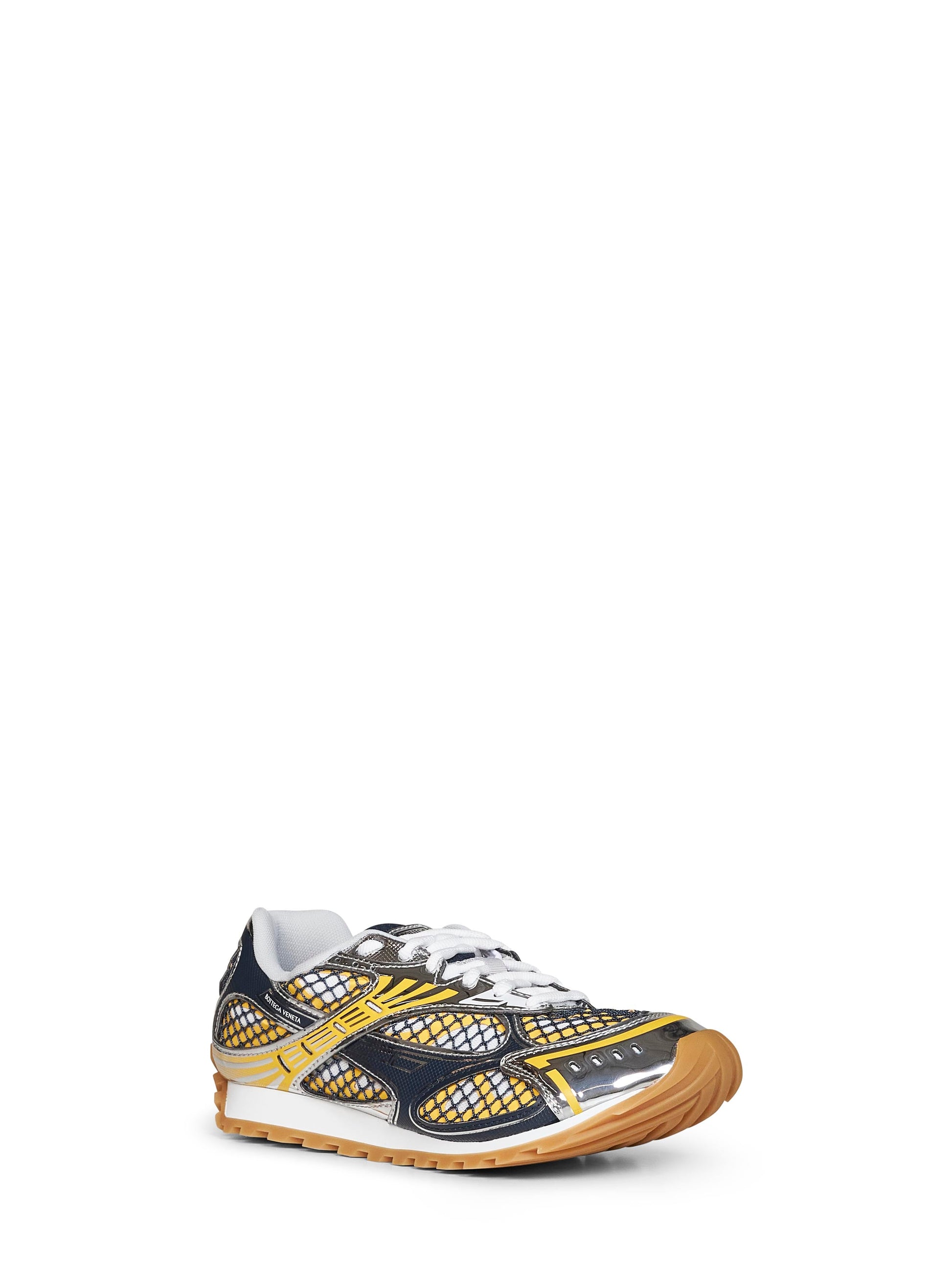 Bottega Veneta Men Taxi Yellow And Denim Technical Fabric And Mesh Orbit Sneakers BOTTEGA VENETA