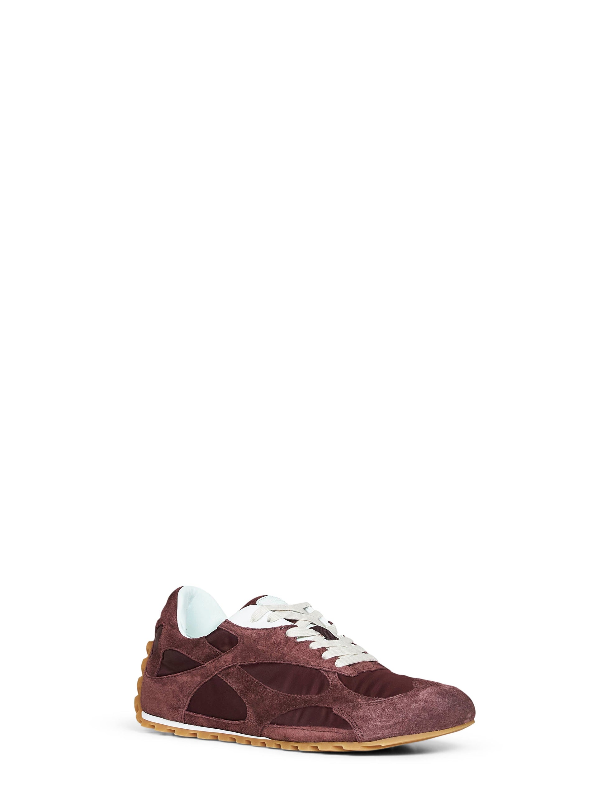 Bottega Veneta Women Deep Mahogany Suede And Nylon Orbit Flash Sneakers BOTTEGA VENETA