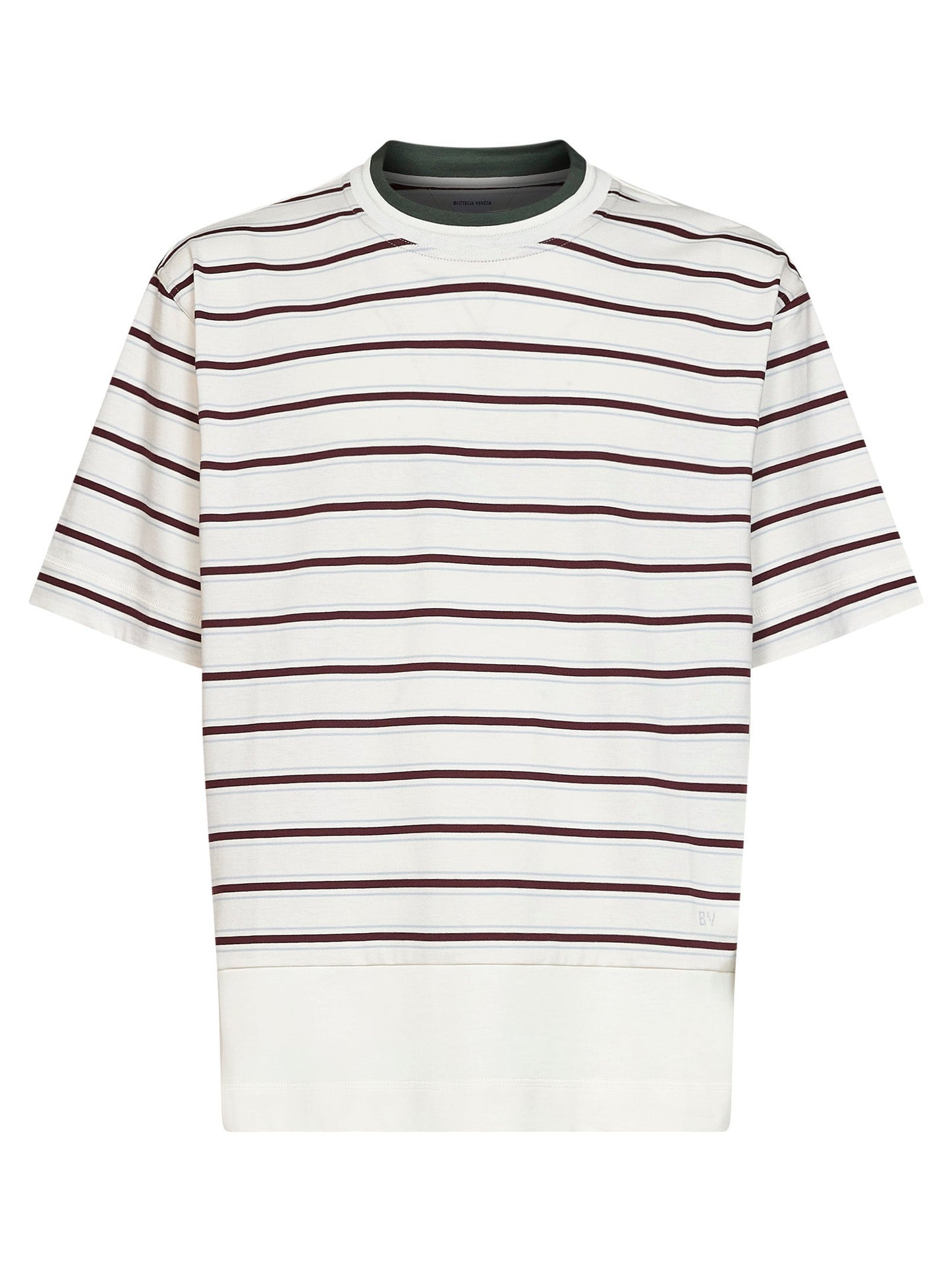 Bottega Veneta Men White Striped Cotton Layered T-Shirt BOTTEGA VENETA