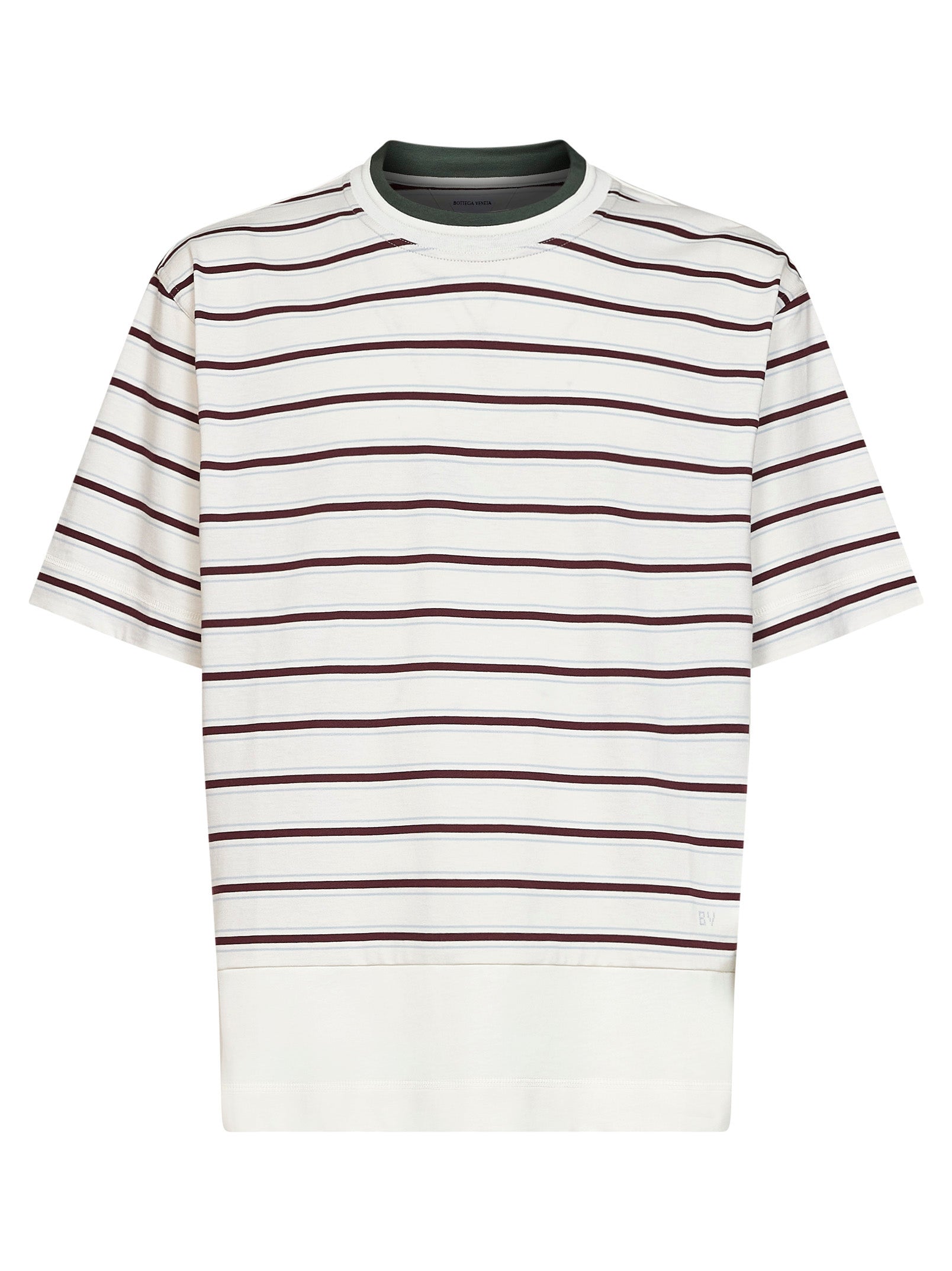 Bottega Veneta Men White Striped Cotton Layered T-Shirt BOTTEGA VENETA