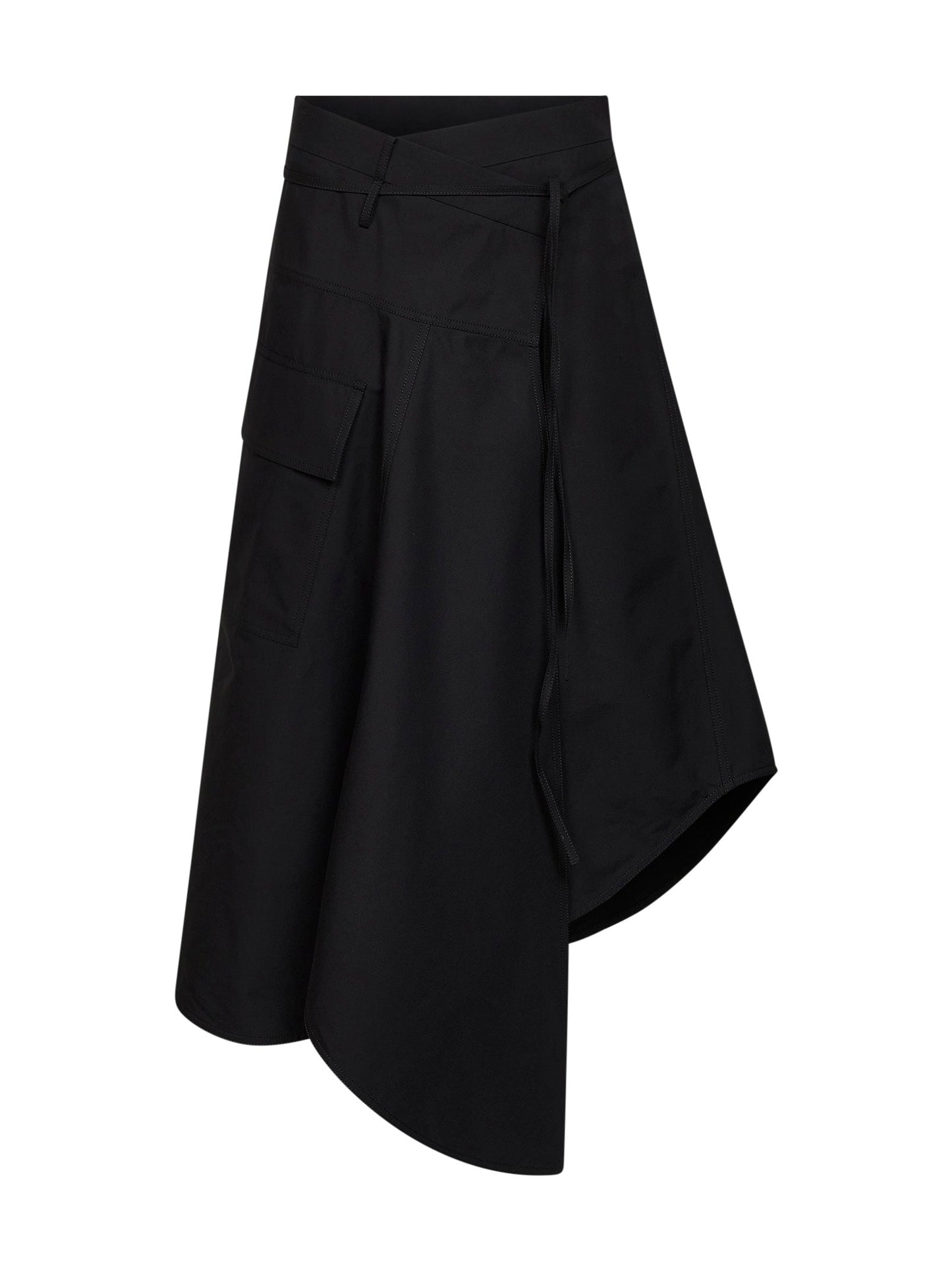 Bottega Veneta Women Black Compact Cotton Canvas Long Asymmetric Skirt BOTTEGA VENETA