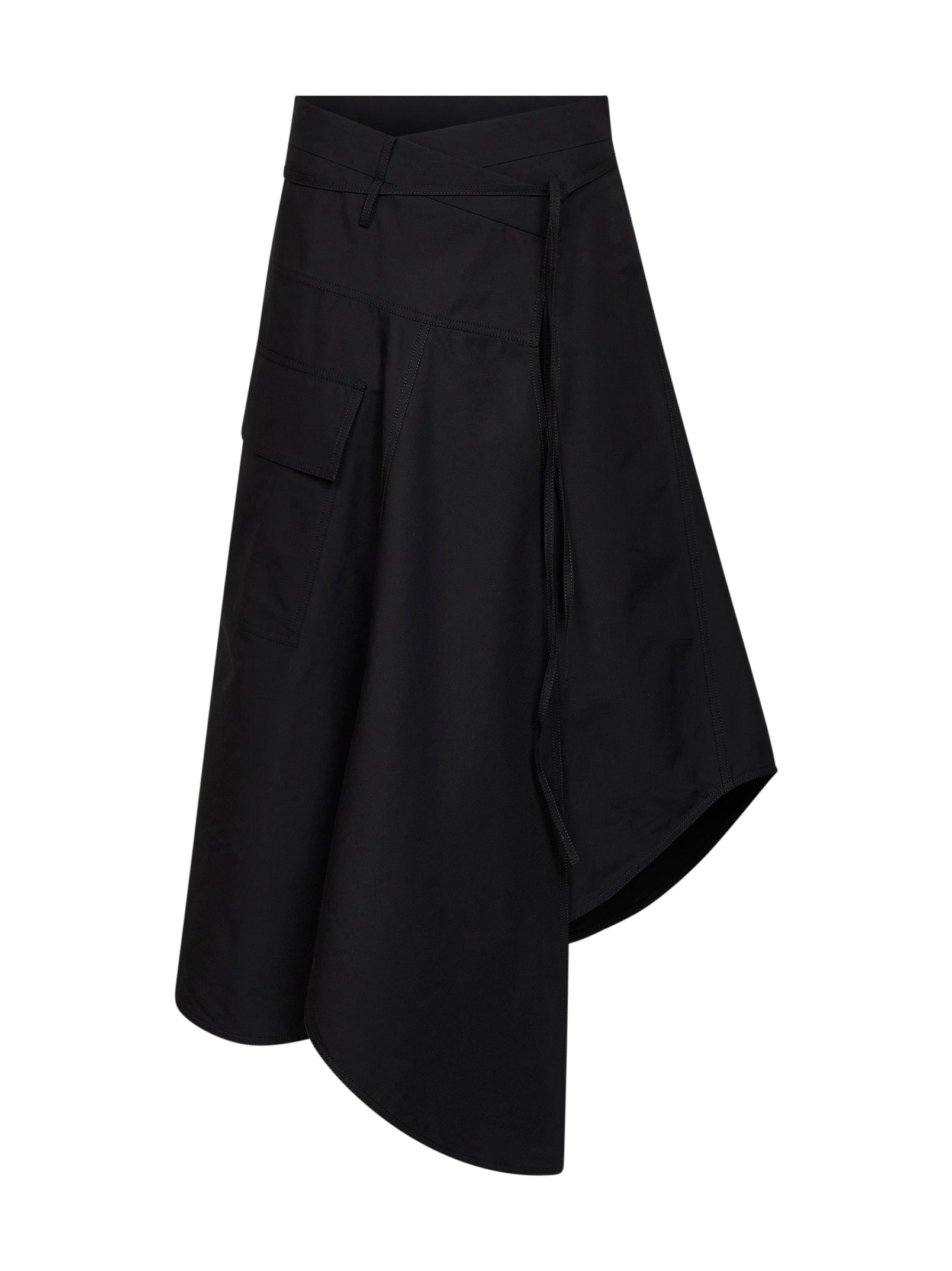 Bottega Veneta Women Black Compact Cotton Canvas Long Asymmetric Skirt BOTTEGA VENETA