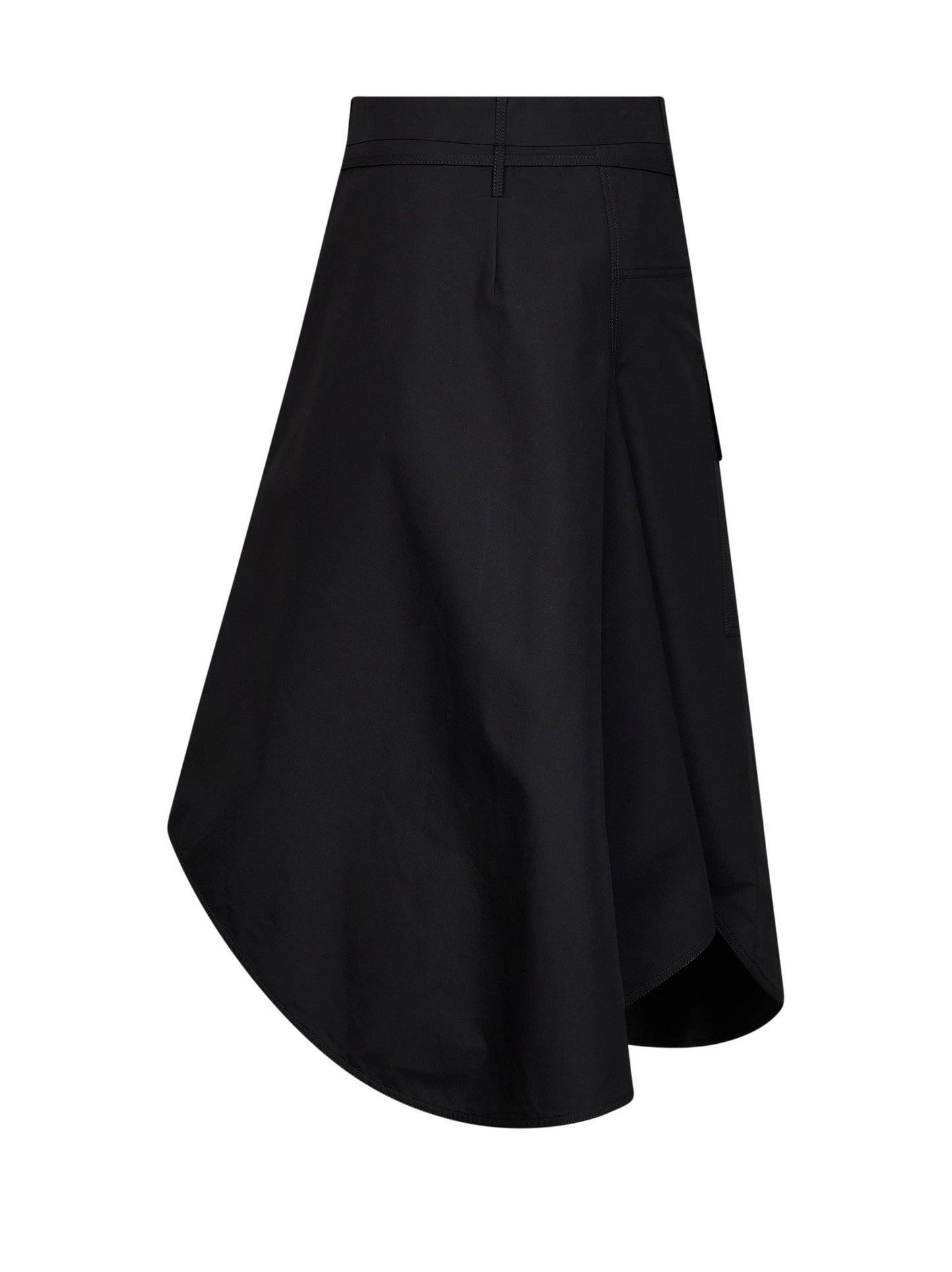 Bottega Veneta Women Black Compact Cotton Canvas Long Asymmetric Skirt BOTTEGA VENETA