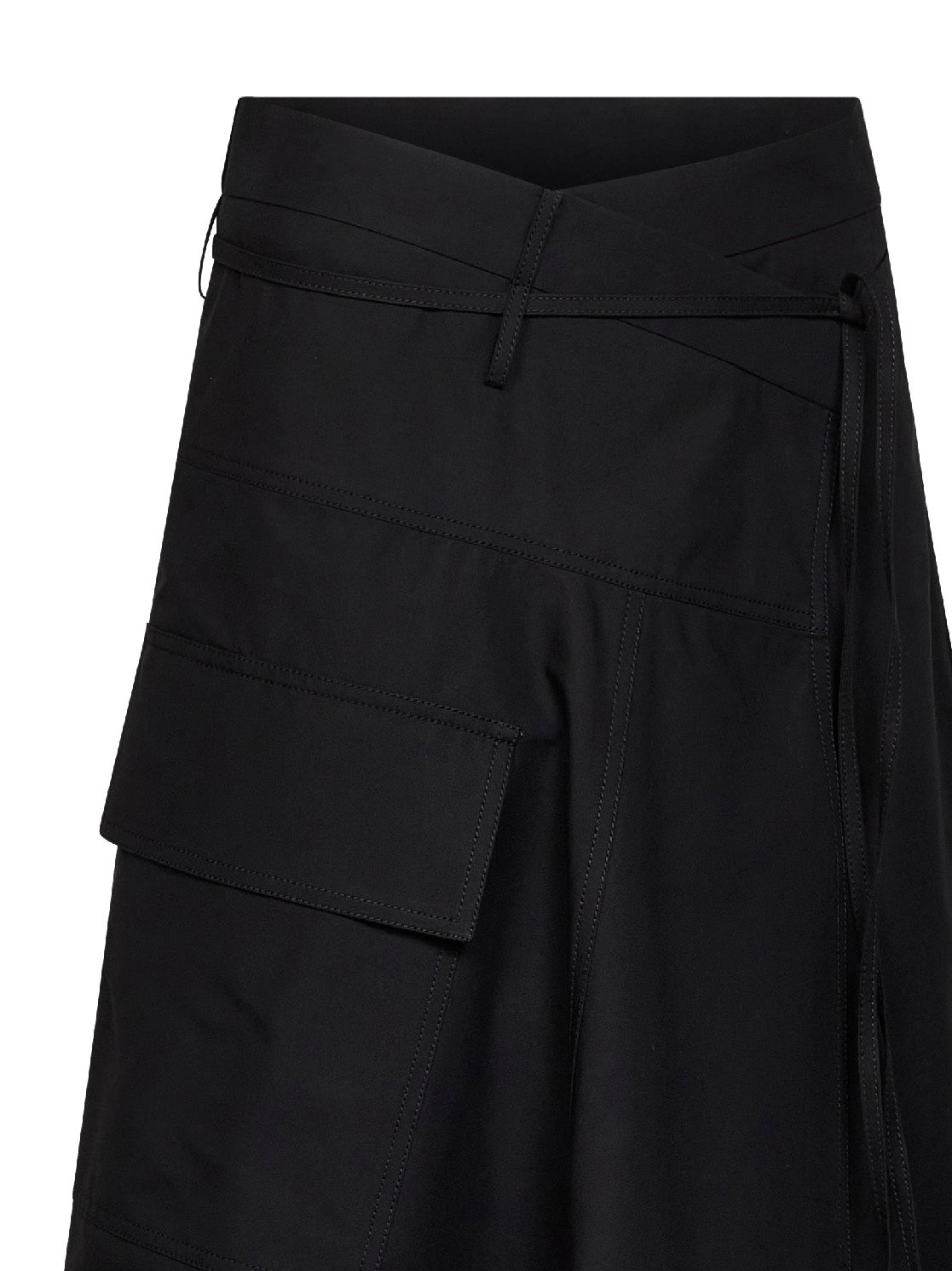 Bottega Veneta Women Black Compact Cotton Canvas Long Asymmetric Skirt BOTTEGA VENETA