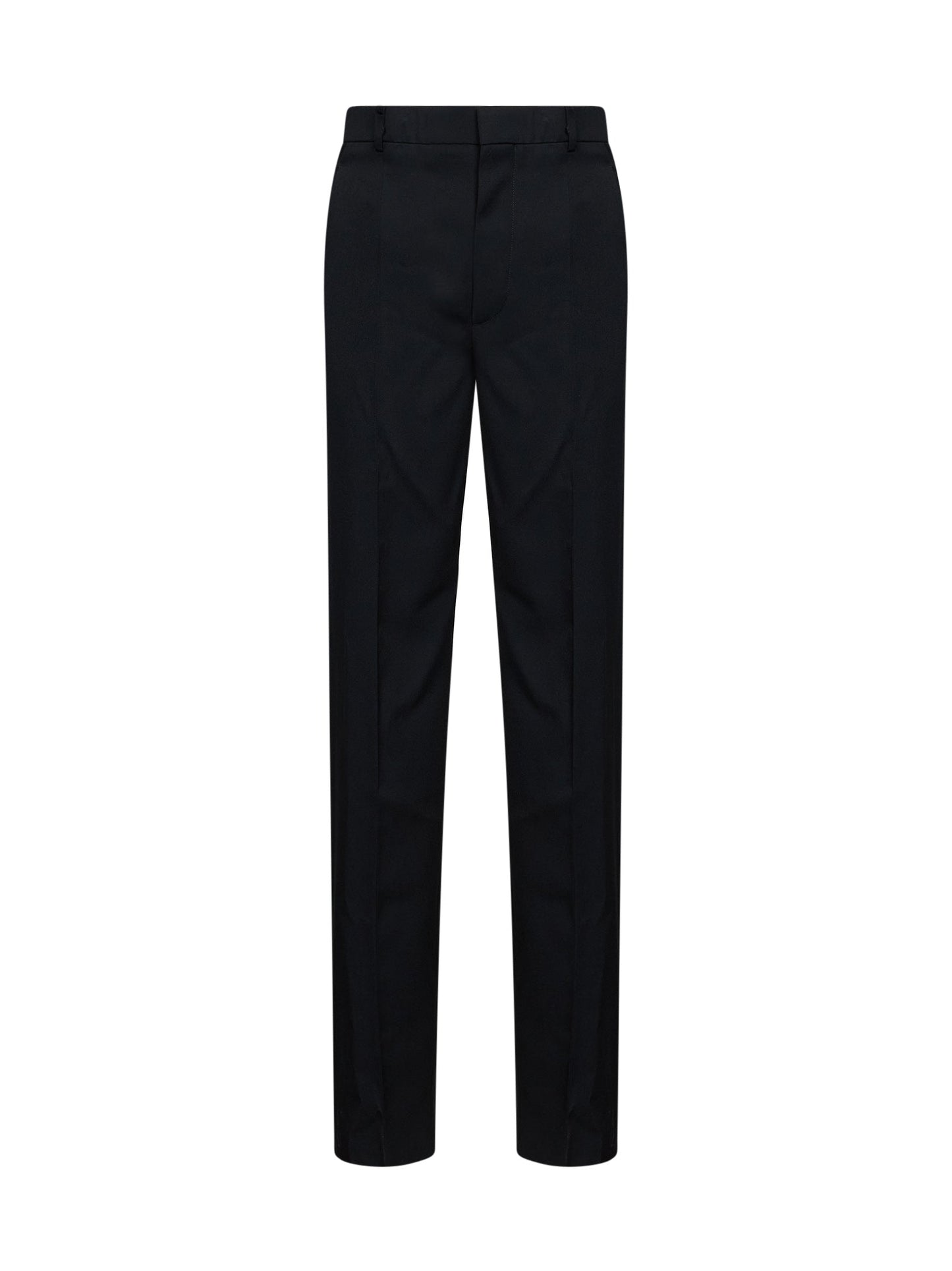 Bottega Veneta Women Black Grain De Poudre Wool Trousers With Tabs BOTTEGA VENETA