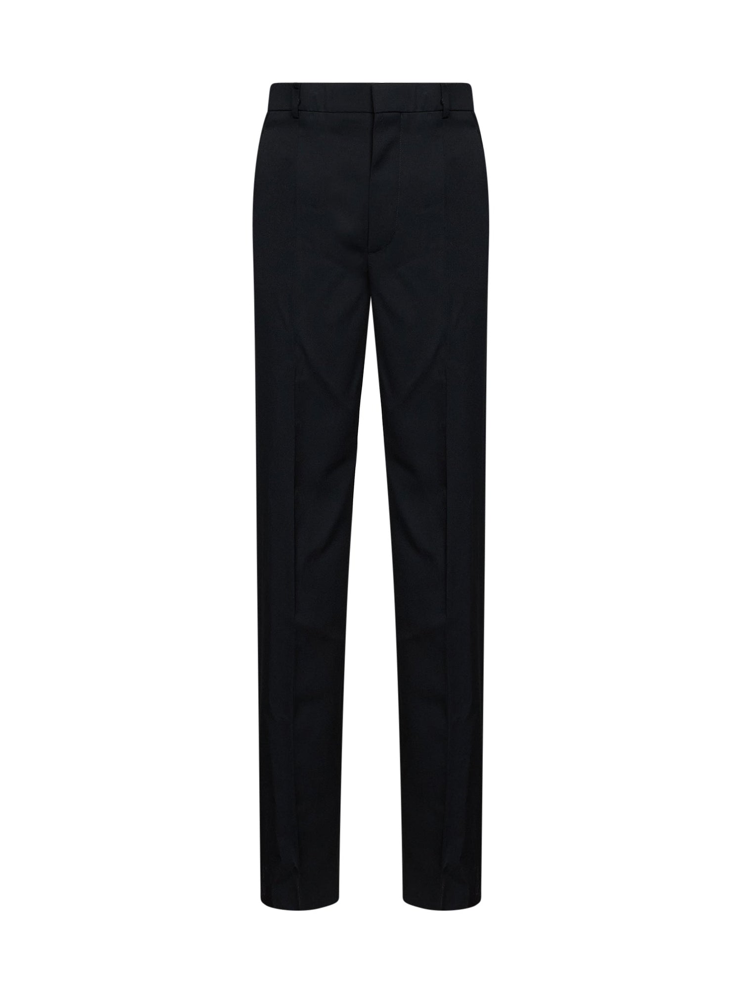 Bottega Veneta Women Black Grain De Poudre Wool Trousers With Tabs BOTTEGA VENETA