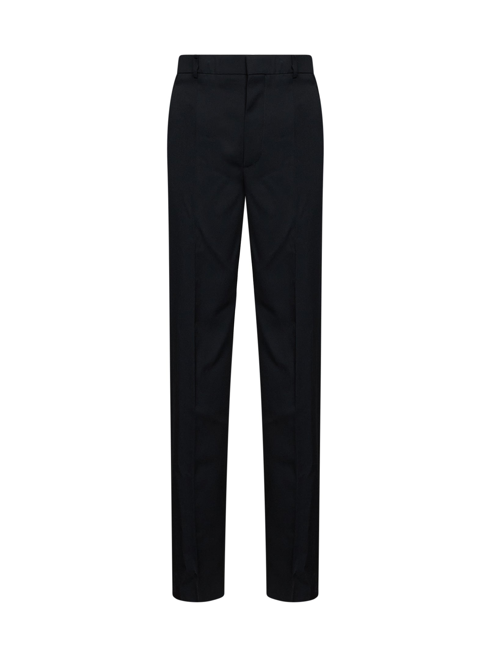 Bottega Veneta Women Black Grain De Poudre Wool Trousers With Tabs BOTTEGA VENETA