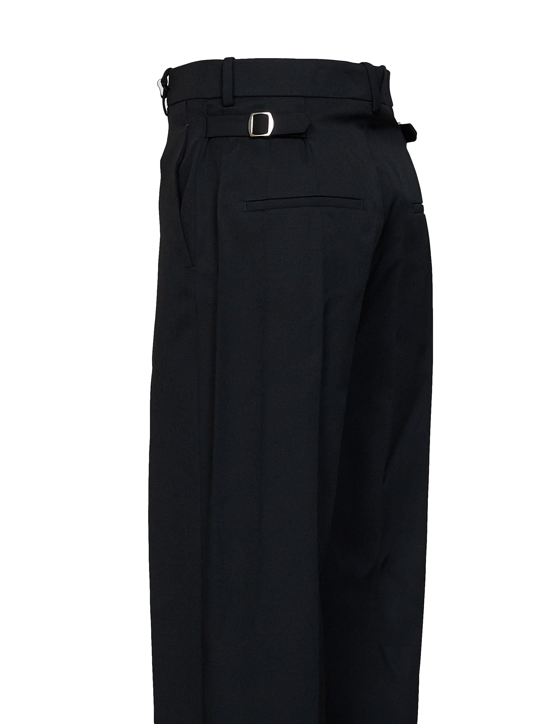 Bottega Veneta Women Black Grain De Poudre Wool Trousers With Tabs BOTTEGA VENETA