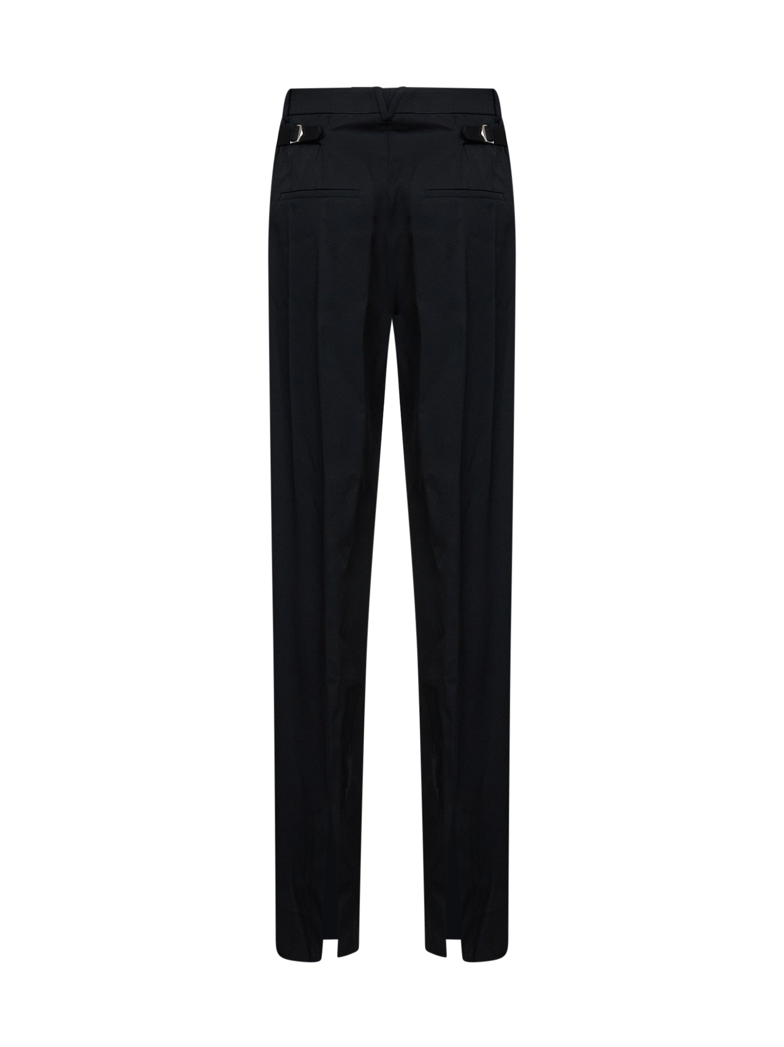Bottega Veneta Women Black Grain De Poudre Wool Trousers With Tabs BOTTEGA VENETA