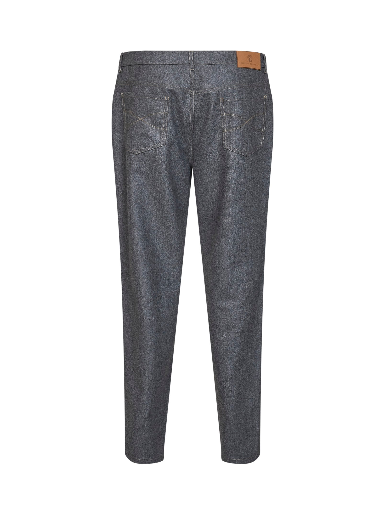Brunello Cucinelli Men Medium Grey Virgin Wool Flannel Five-Pocket Trousers BRUNELLO CUCINELLI