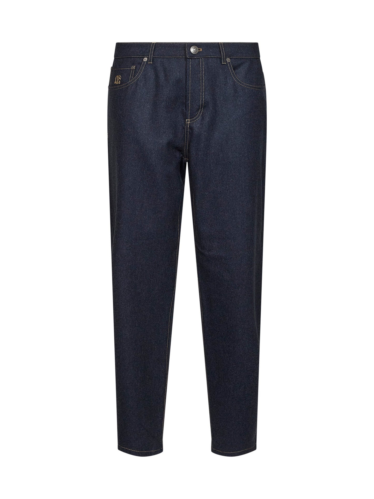 Brunello Cucinelli Men Blue Virgin Wool Flannel Five-Pocket Trousers BRUNELLO CUCINELLI