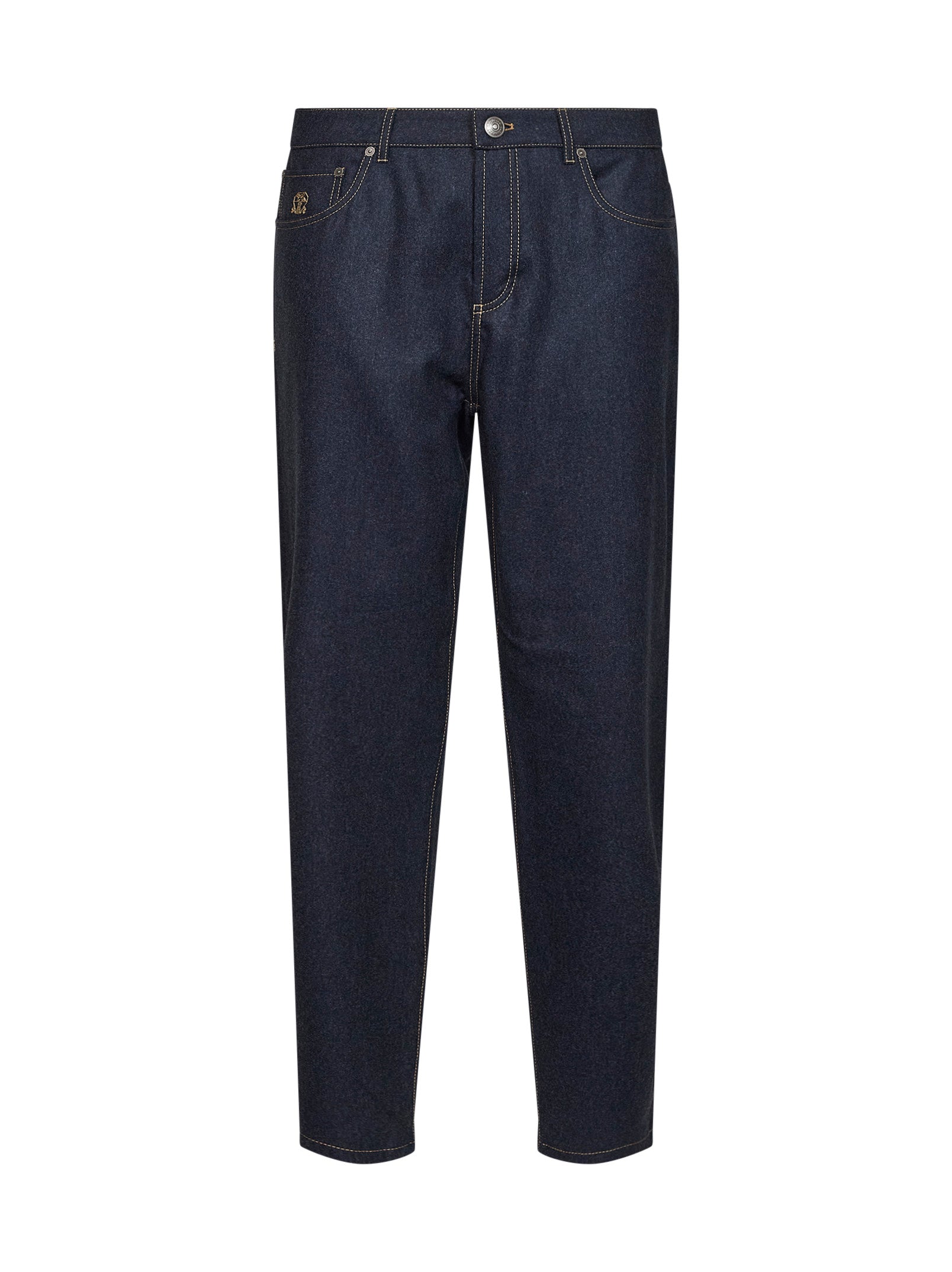 Brunello Cucinelli Men Blue Virgin Wool Flannel Five-Pocket Trousers BRUNELLO CUCINELLI