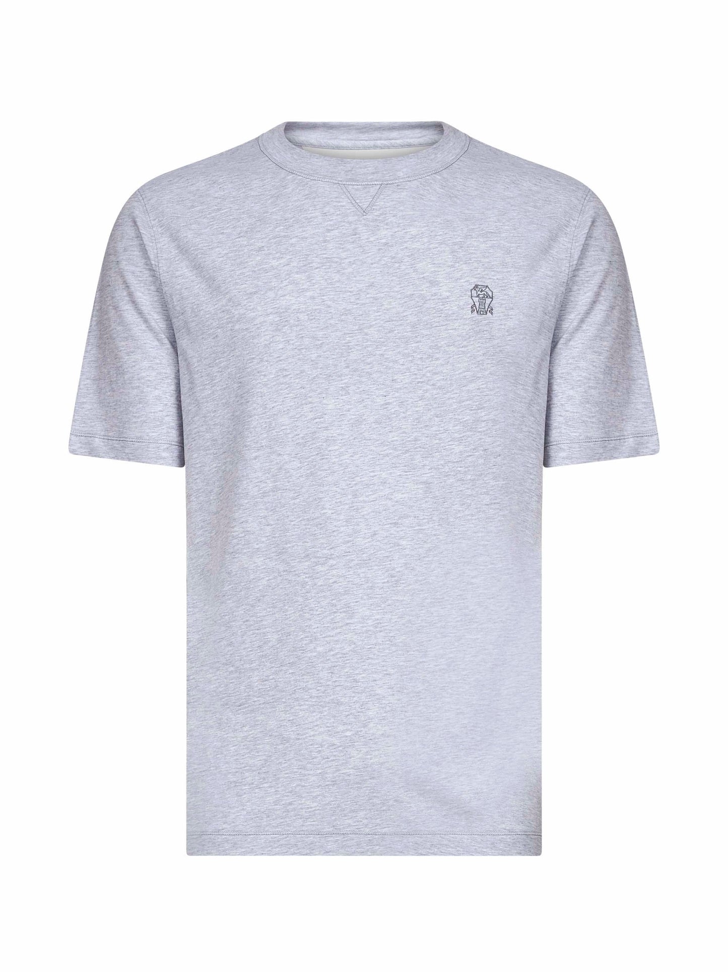 Brunello Cucinelli Men Grey Solomeo Crest Crewneck T-Shirt BRUNELLO CUCINELLI