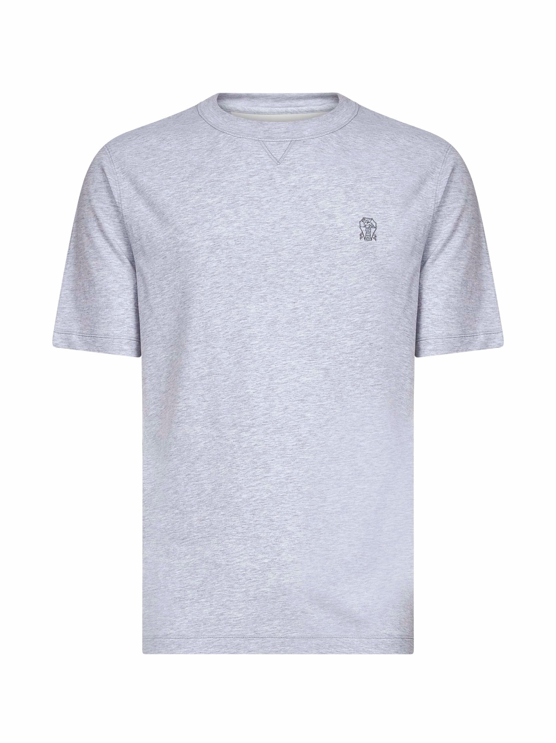 Brunello Cucinelli Men Grey Solomeo Crest Crewneck T-Shirt BRUNELLO CUCINELLI