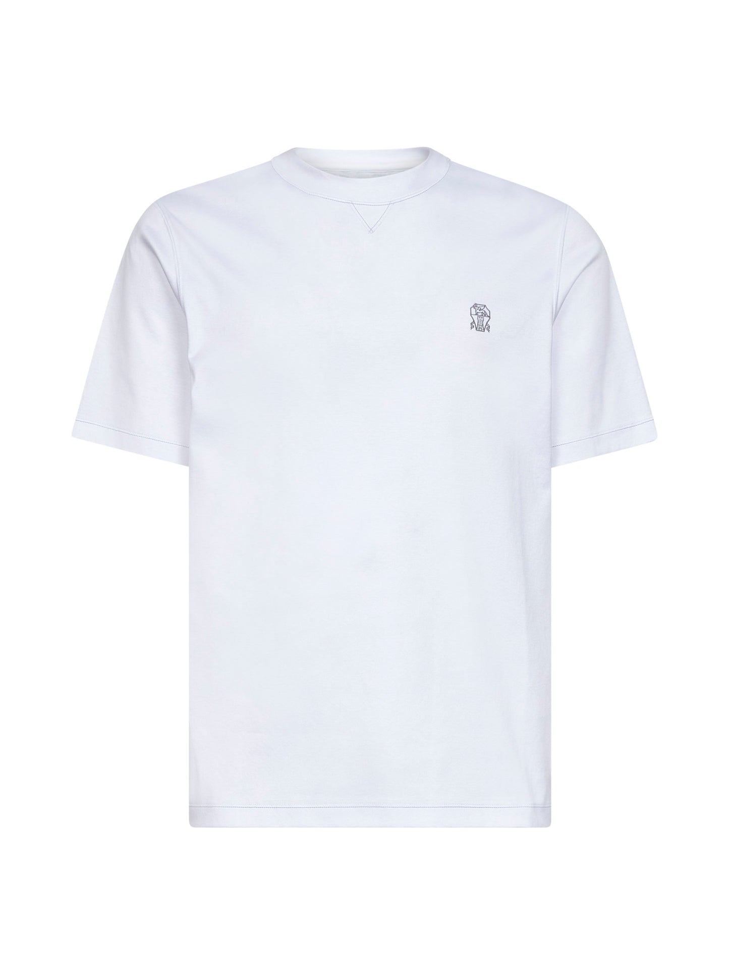 Brunello Cucinelli Men White Solomeo Crest Crewneck T-Shirt BRUNELLO CUCINELLI