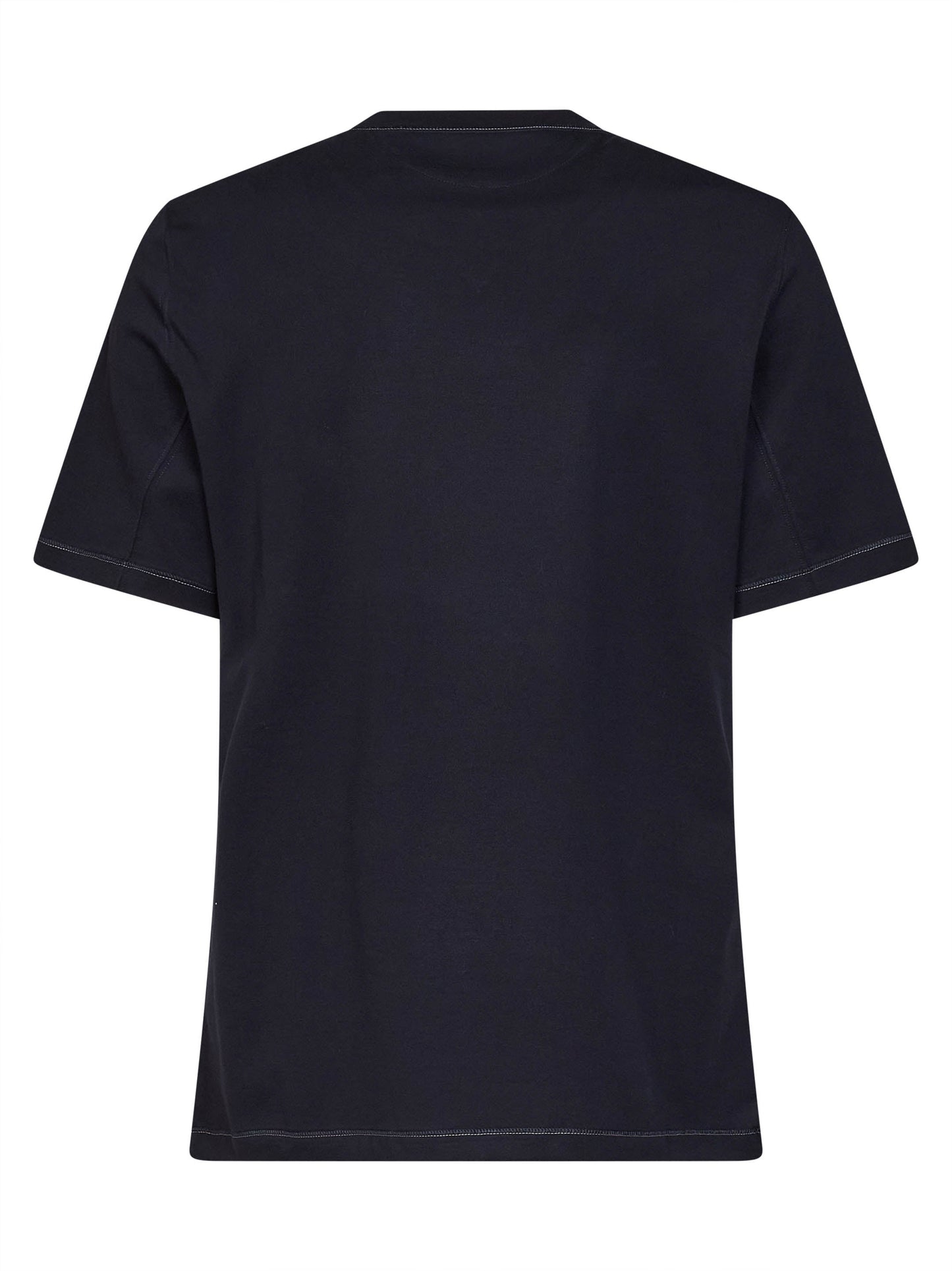 Brunello Cucinelli Men Navy Blue Solomeo Crest Crewneck T-Shirt BRUNELLO CUCINELLI