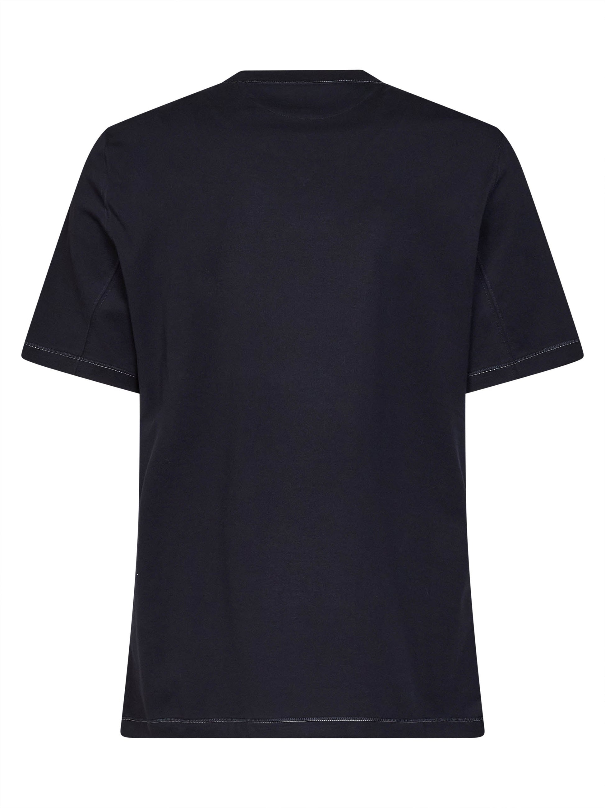 Brunello Cucinelli Men Navy Blue Solomeo Crest Crewneck T-Shirt BRUNELLO CUCINELLI
