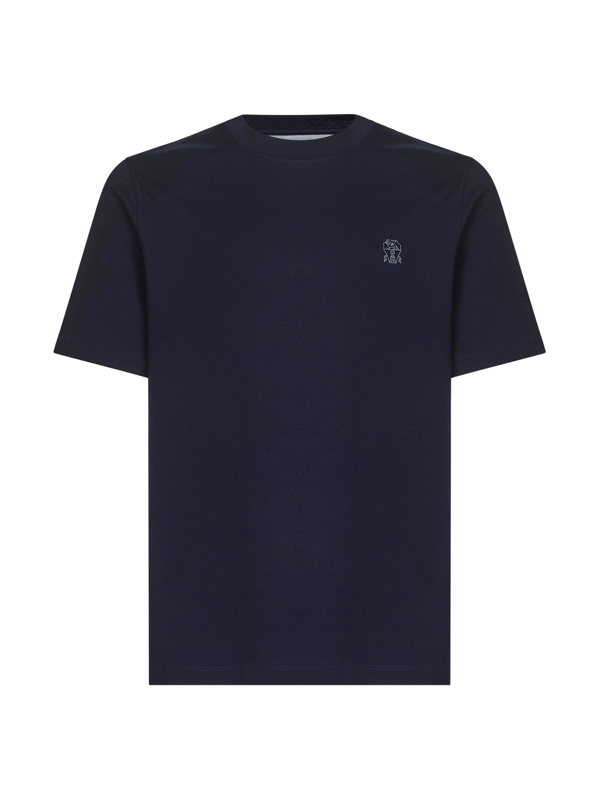 Brunello Cucinelli Men Blue Solomeo Crest T-Shirt BRUNELLO CUCINELLI