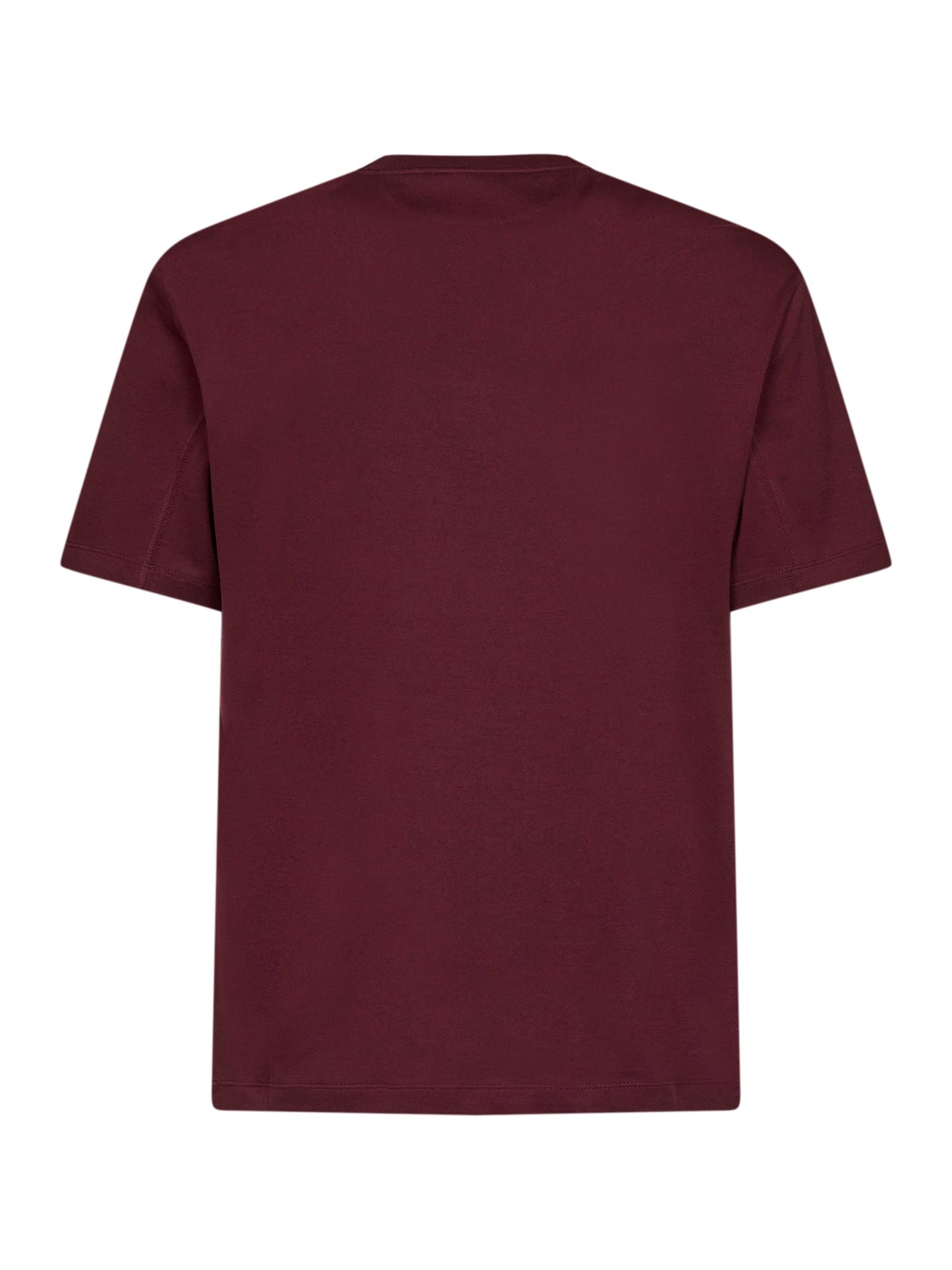 Brunello Cucinelli Men Burgundy Cotton Jersey Logo Crewneck T-Shirt BRUNELLO CUCINELLI