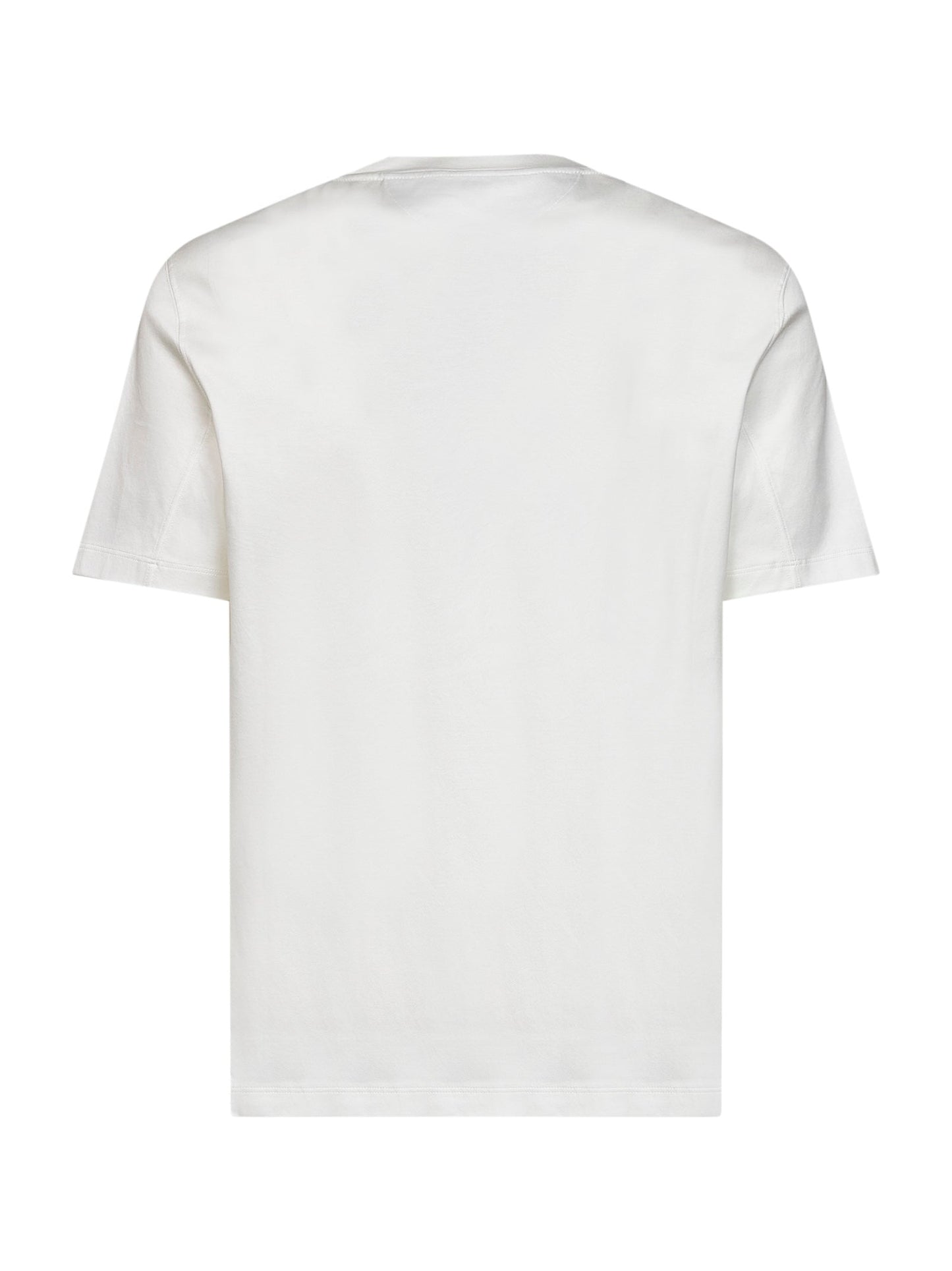 Brunello Cucinelli Men Off-White Cotton Jersey Logo Crewneck T-Shirt BRUNELLO CUCINELLI