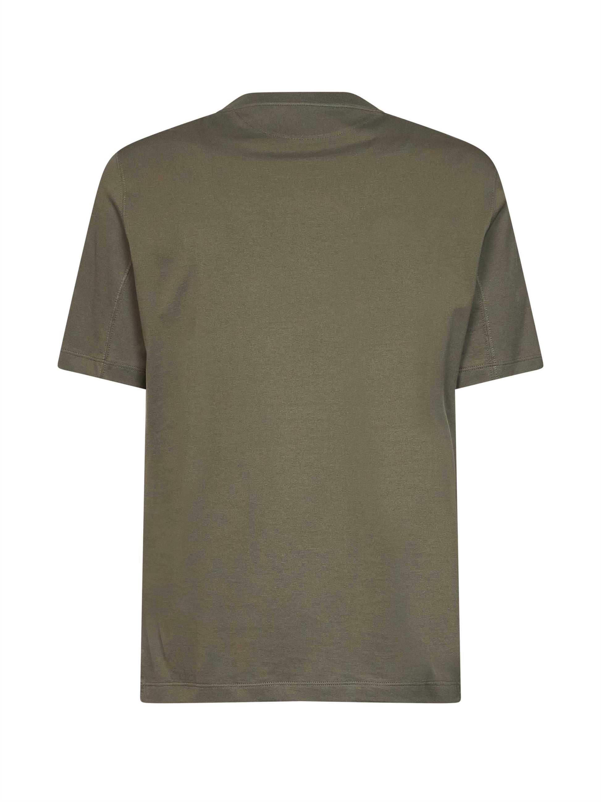 Brunello Cucinelli Men Camouflage Green Cotton Jersey Logo Crewneck T-Shirt BRUNELLO CUCINELLI