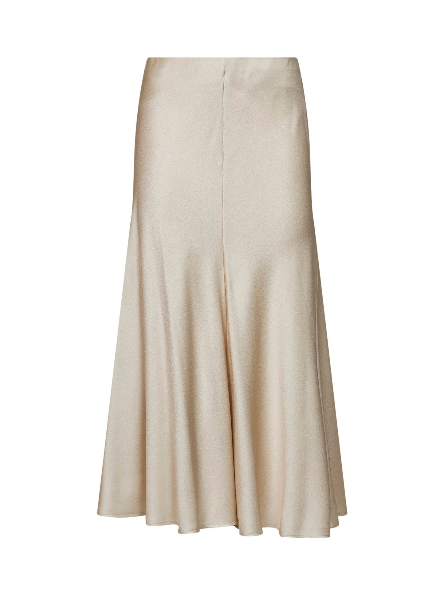 Brunello Cucinelli Women Milky White Satin Cady Pencil Fluid Midi Skirt BRUNELLO CUCINELLI
