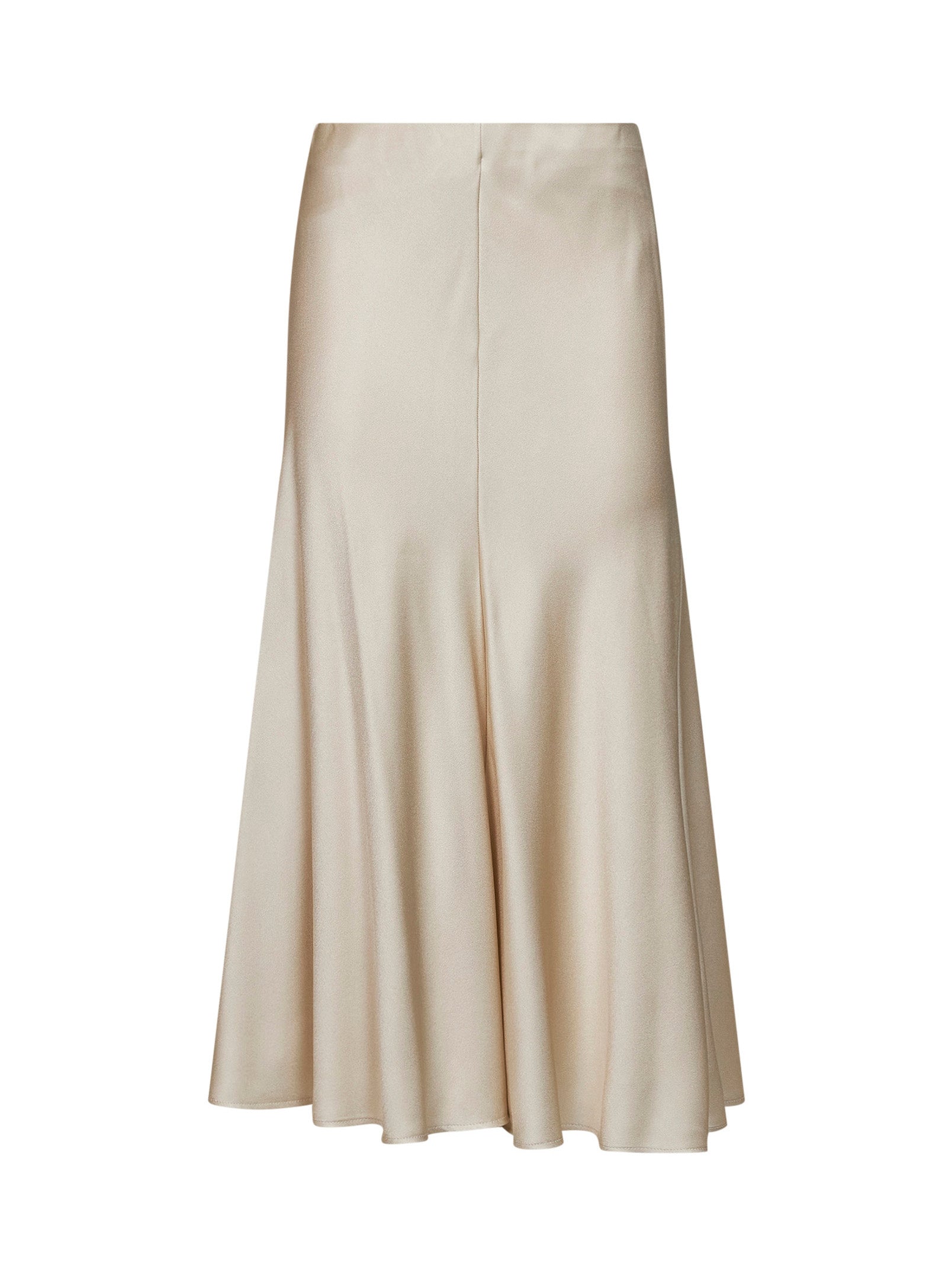 Brunello Cucinelli Women Milky White Satin Cady Pencil Fluid Midi Skirt BRUNELLO CUCINELLI