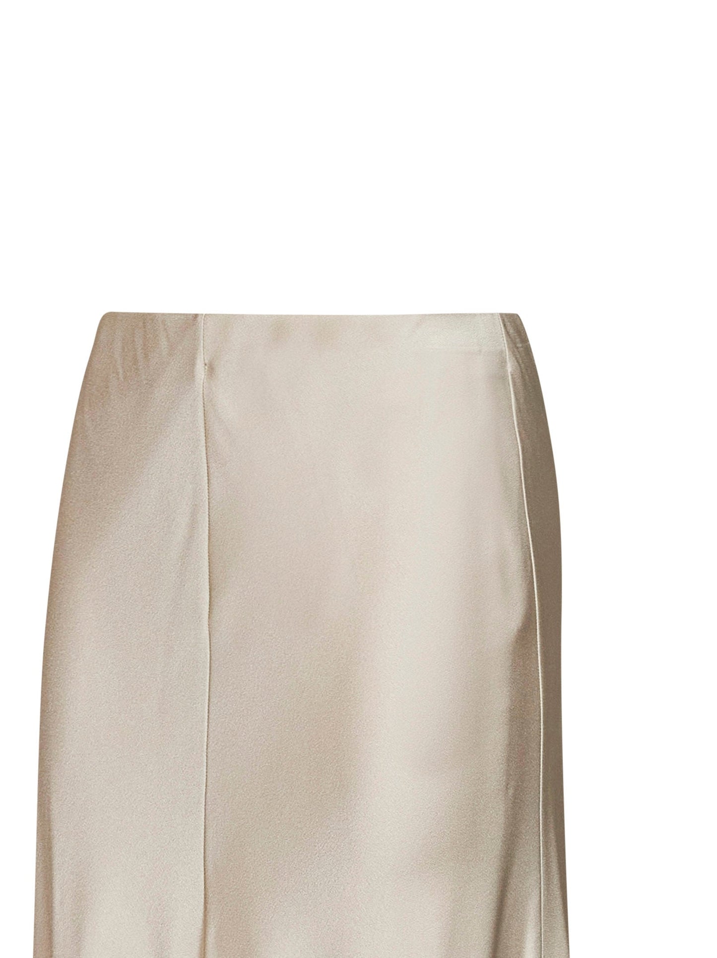 Brunello Cucinelli Women Milky White Satin Cady Pencil Fluid Midi Skirt BRUNELLO CUCINELLI