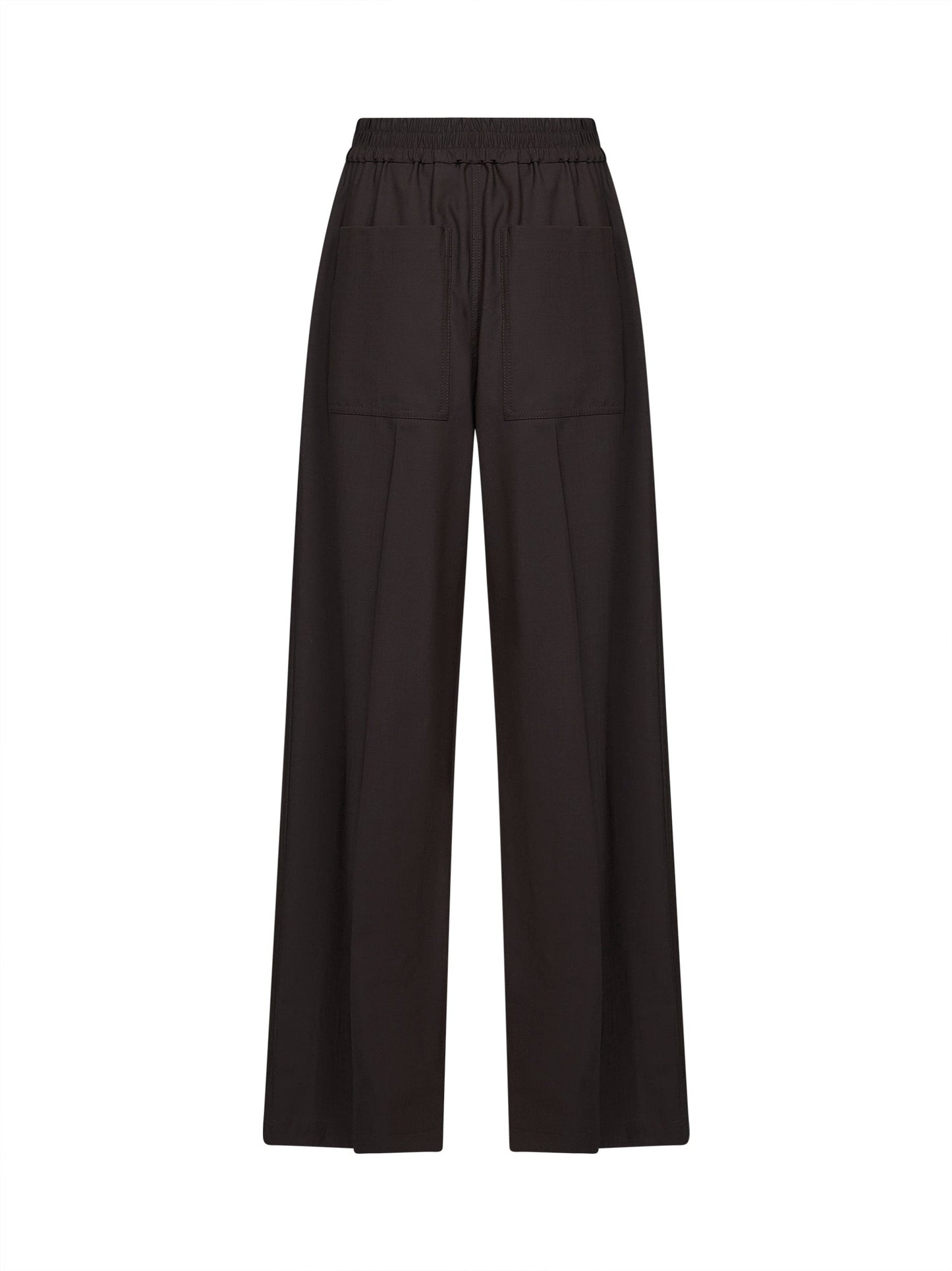 Brunello Cucinelli Women Coffee Tropical Luxury Wool Loose Track Trousers BRUNELLO CUCINELLI