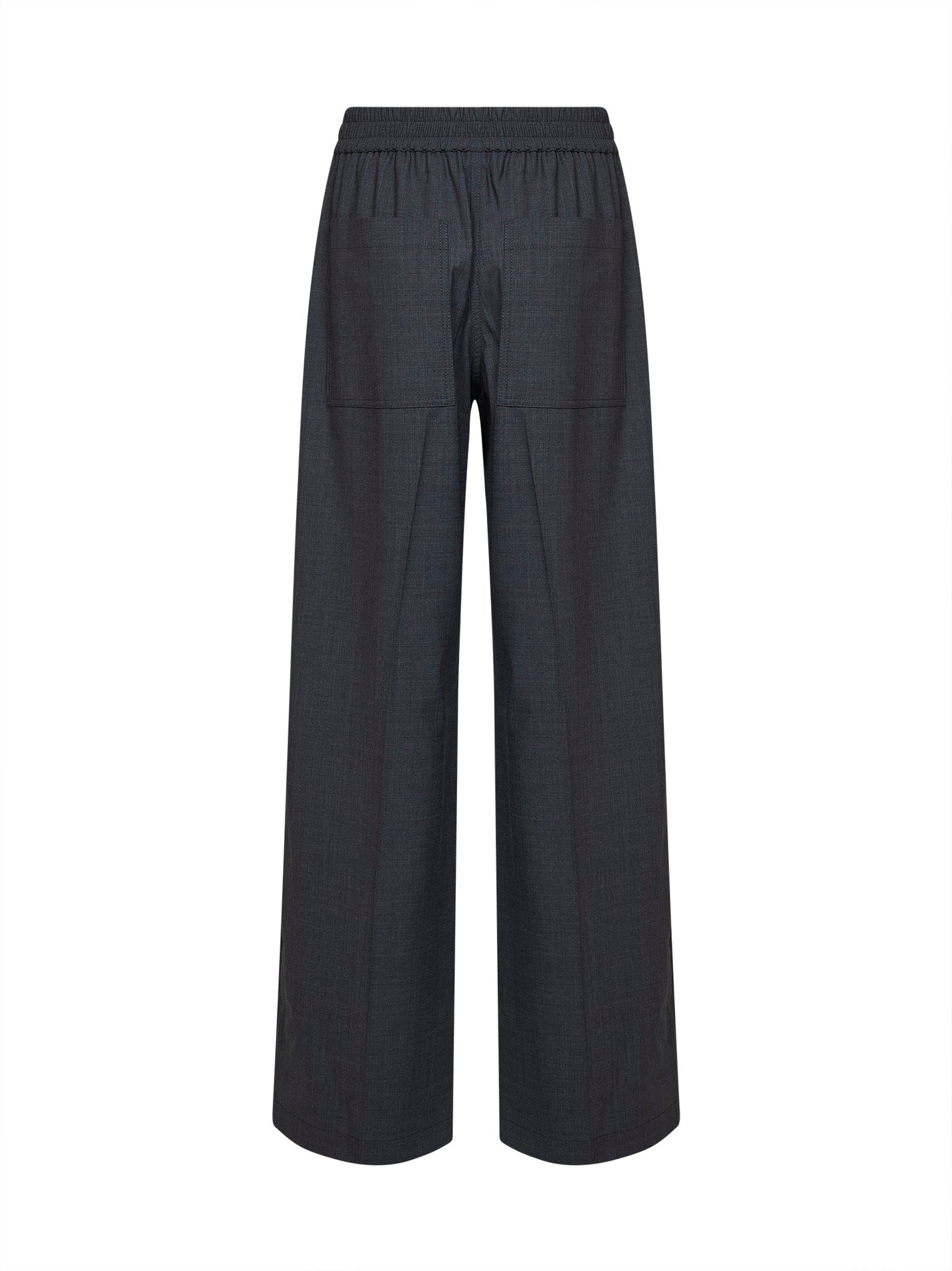 Brunello Cucinelli Women Dark Grey Tropical Luxury Wool Loose Track Trousers BRUNELLO CUCINELLI