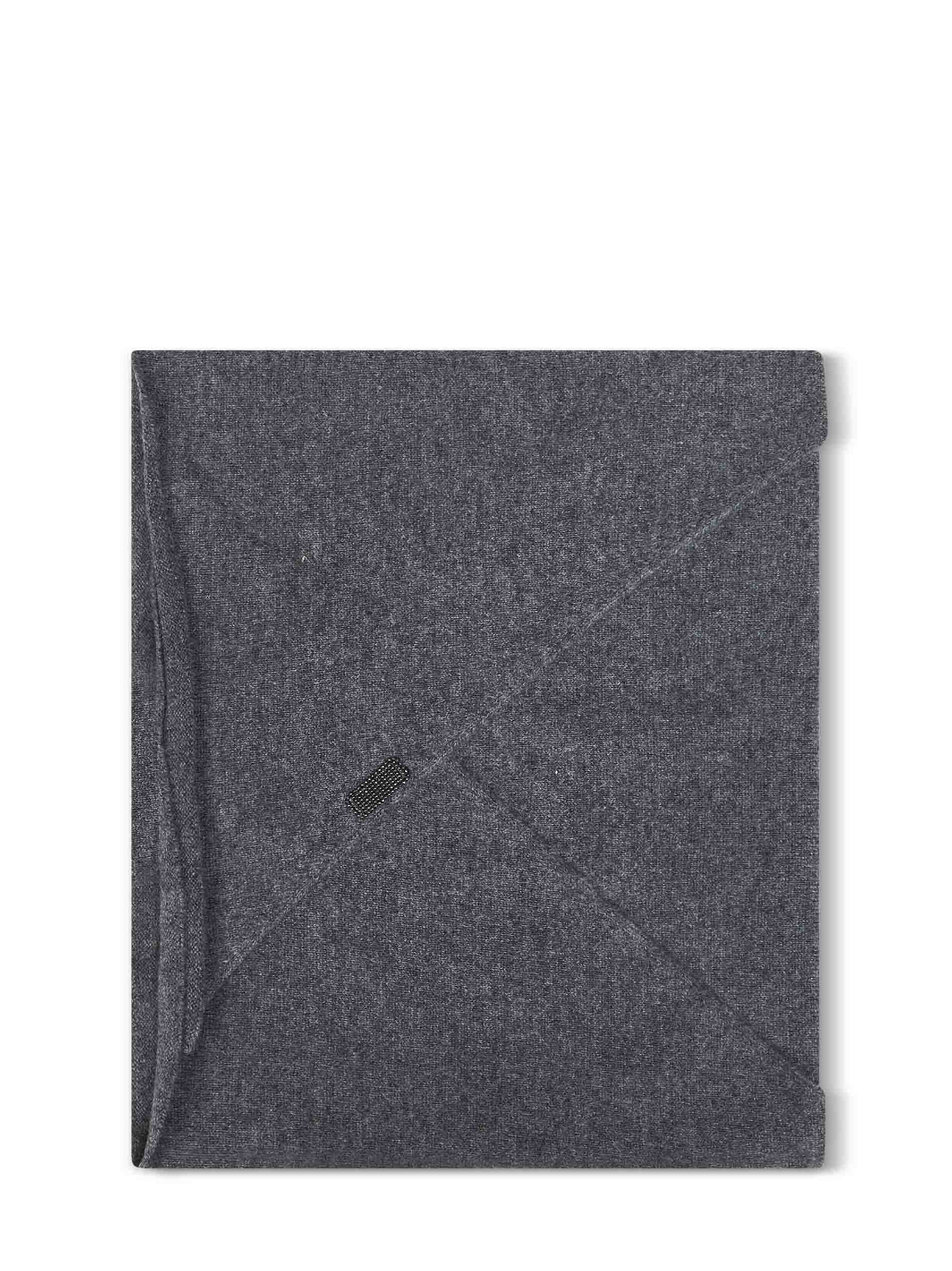 Brunello Cucinelli Women Lead Grey Cashmere Scarf With Monili BRUNELLO CUCINELLI