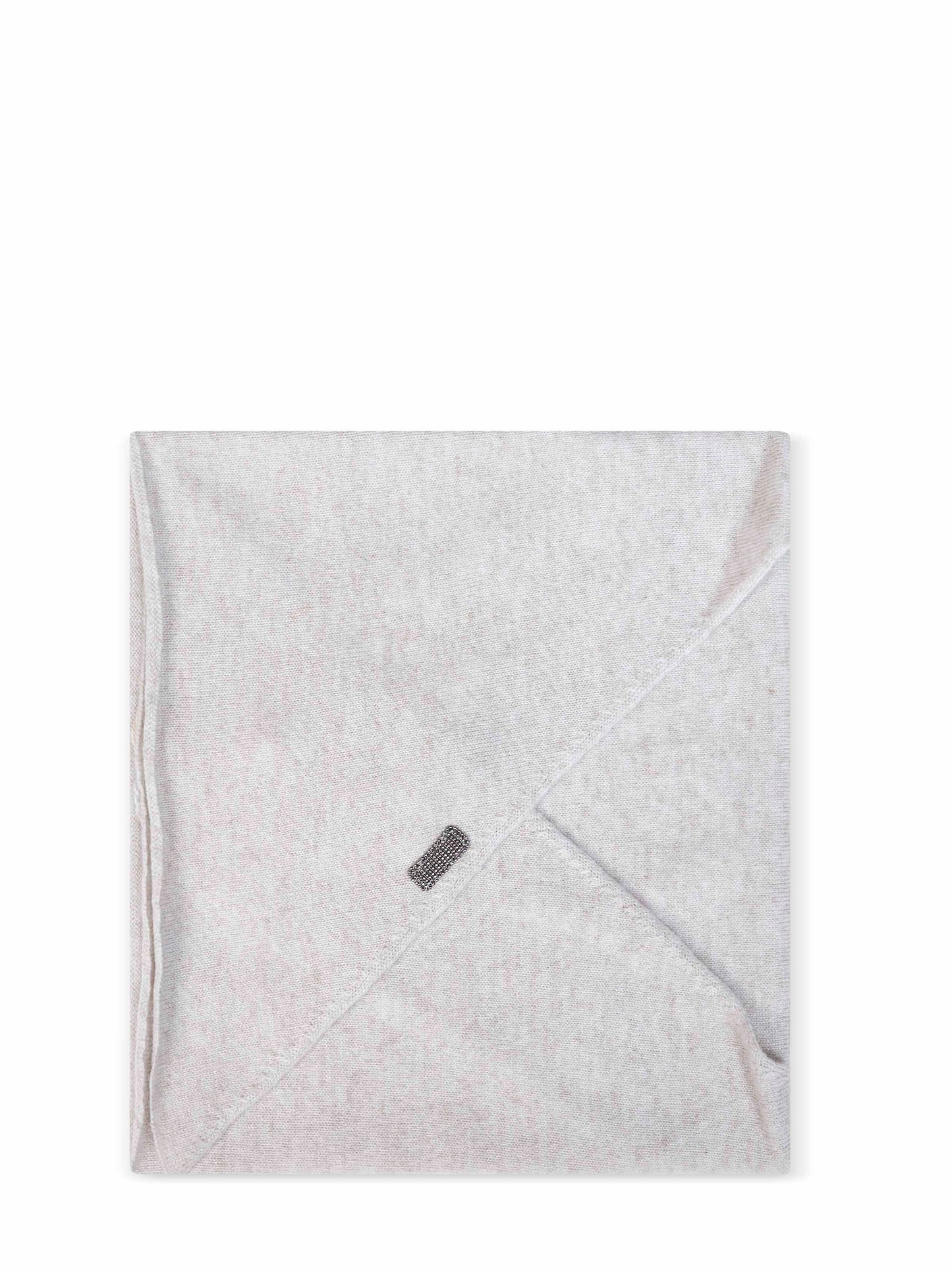 Brunello Cucinelli Women Pearl Grey Cashmere Scarf With Monili BRUNELLO CUCINELLI