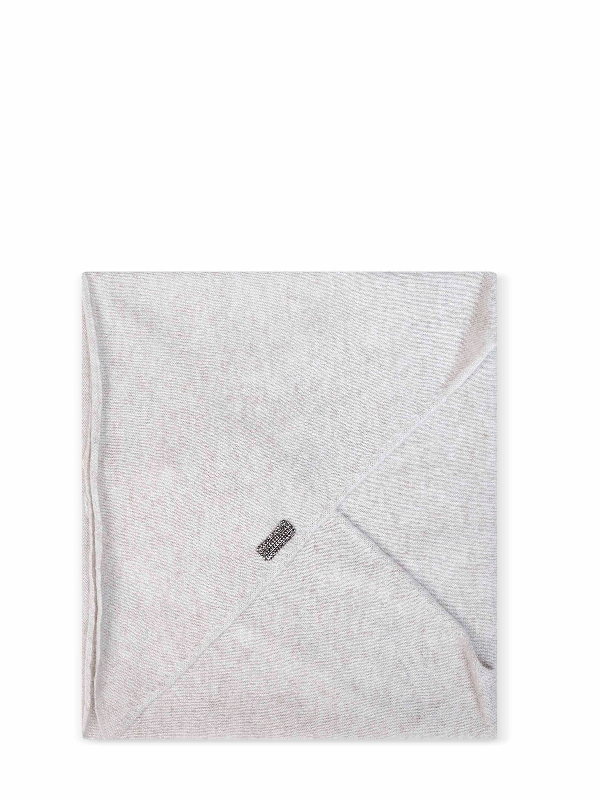Brunello Cucinelli Women Pearl Grey Cashmere Scarf With Monili BRUNELLO CUCINELLI