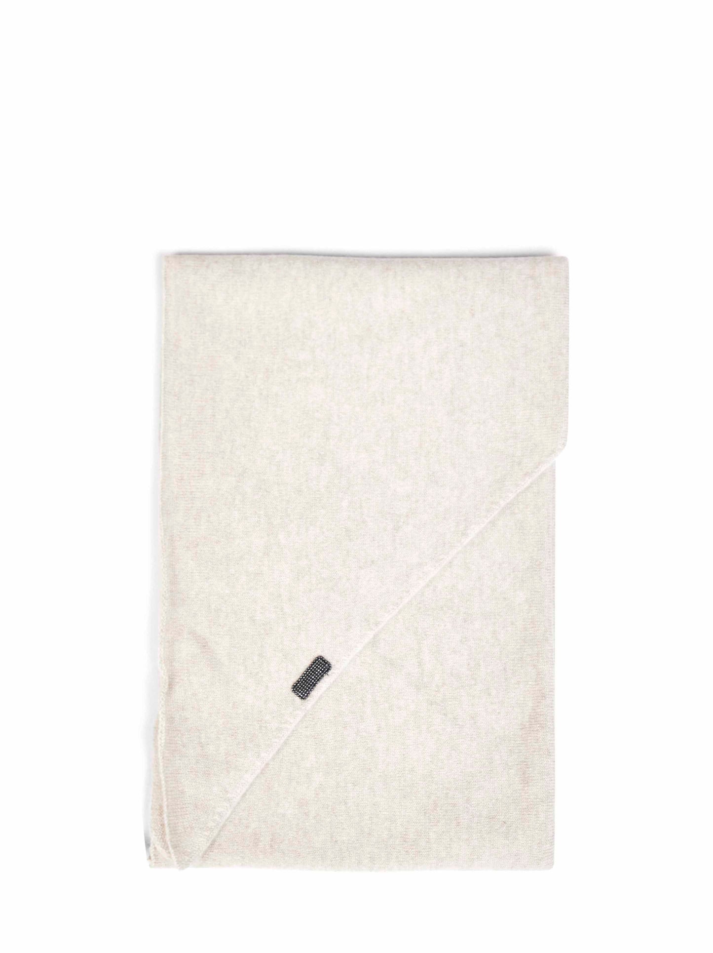 Brunello Cucinelli Women Beige Cashmere Large Scarf With Monili BRUNELLO CUCINELLI