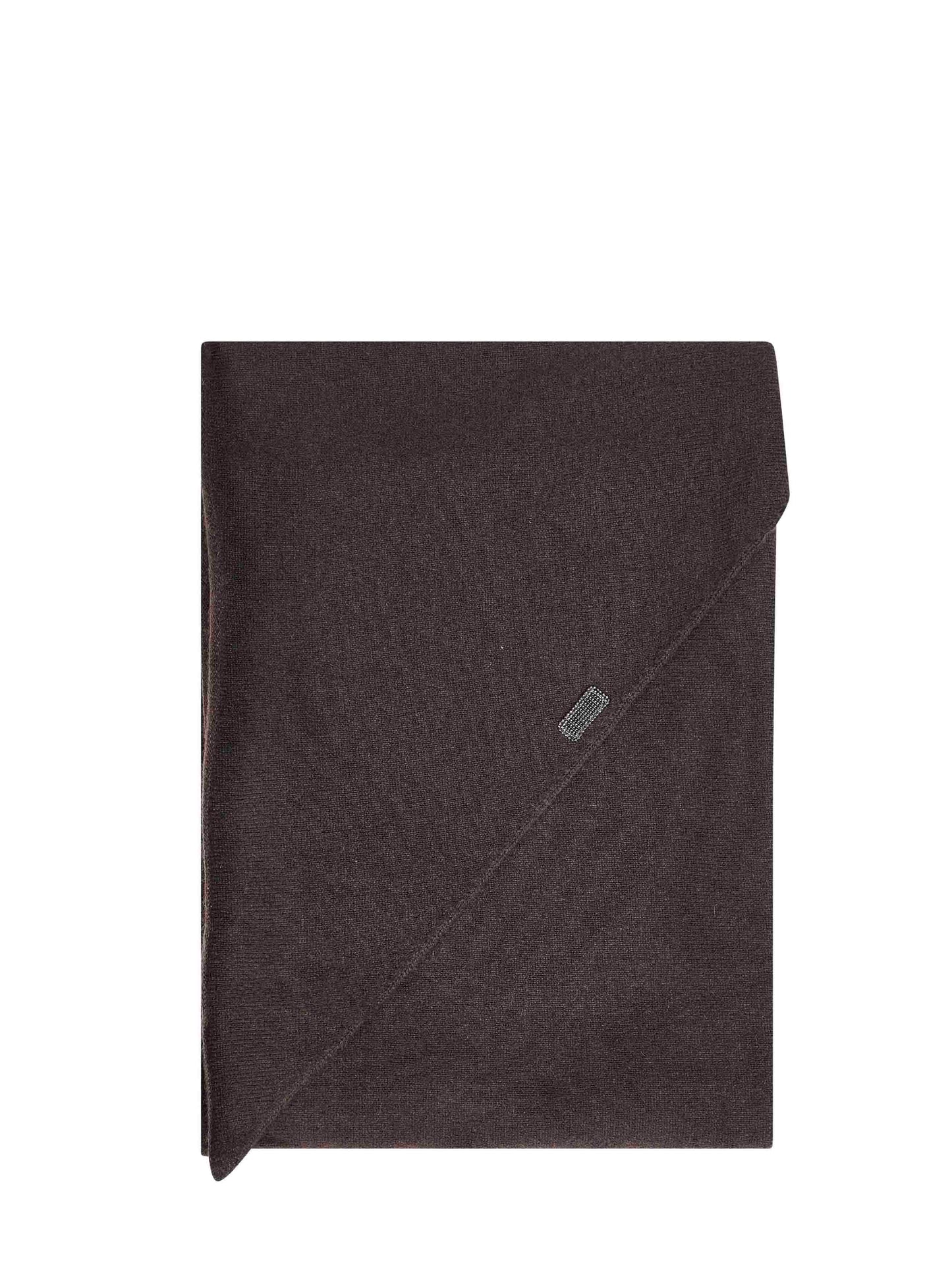 Brunello Cucinelli Women Coffee Cashmere Large Scarf With Monili BRUNELLO CUCINELLI