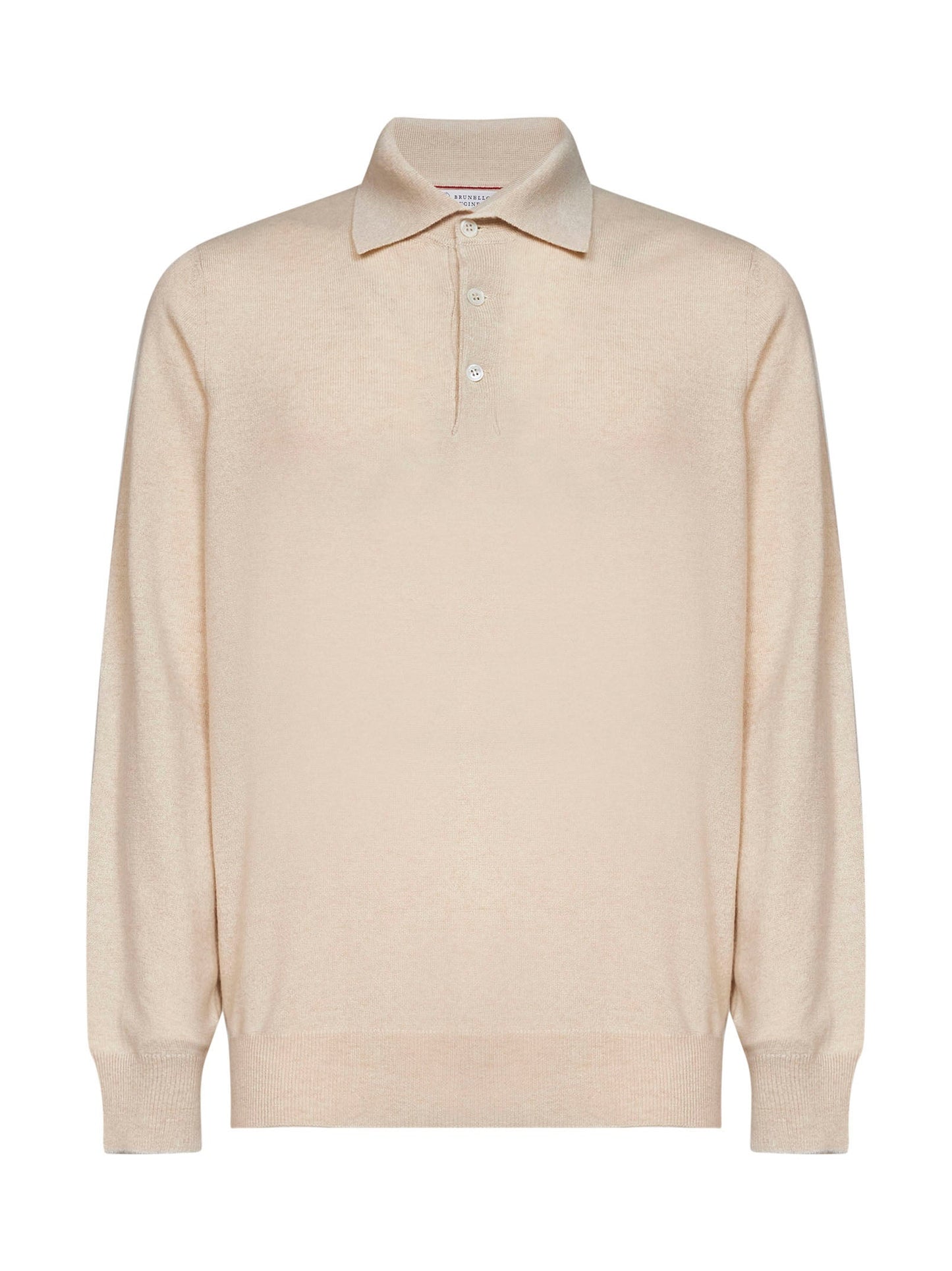 Brunello Cucinelli Men Champagne Cashmere Knit Polo Shirt BRUNELLO CUCINELLI