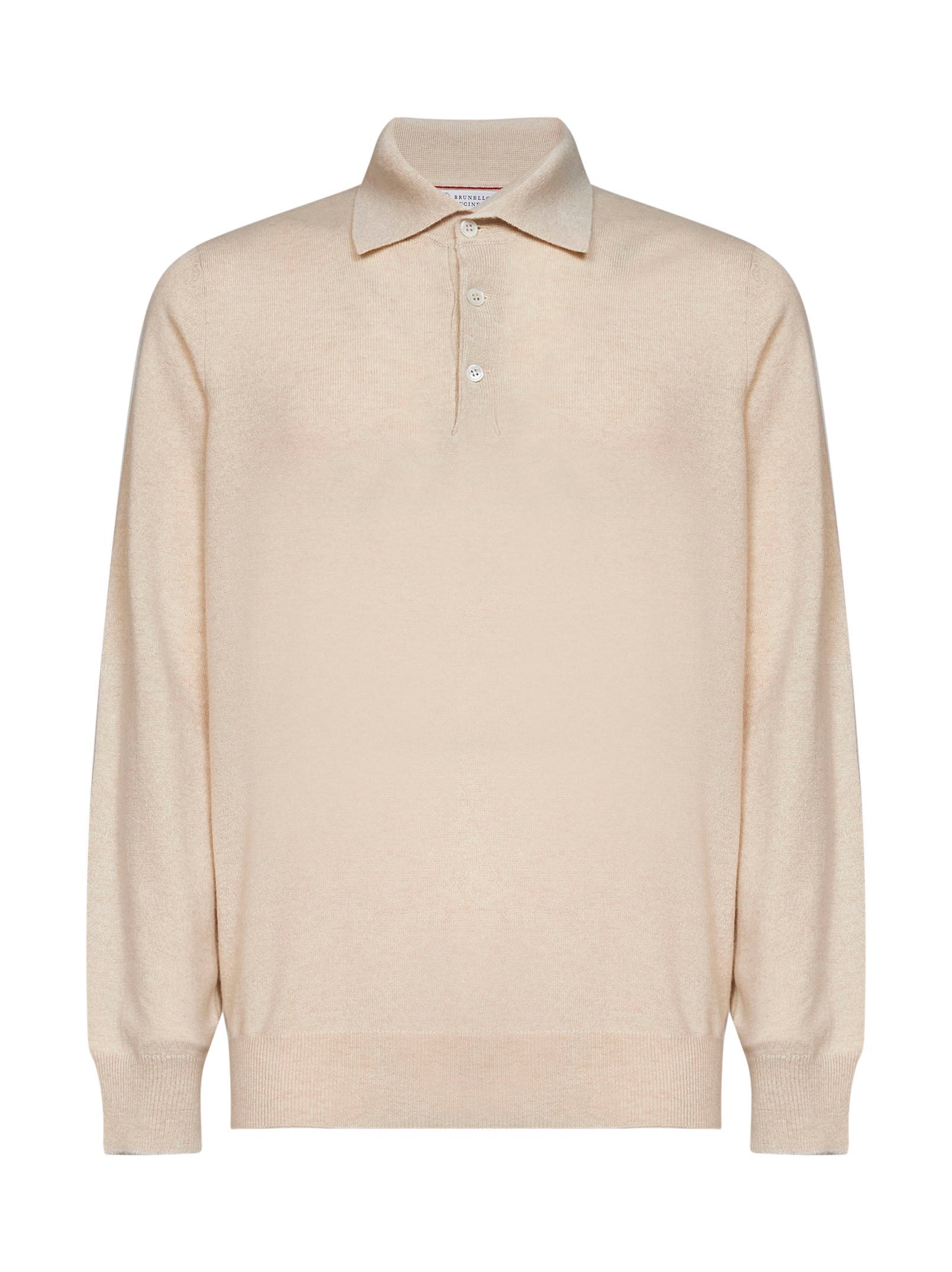 Brunello Cucinelli Men Champagne Cashmere Knit Polo Shirt BRUNELLO CUCINELLI