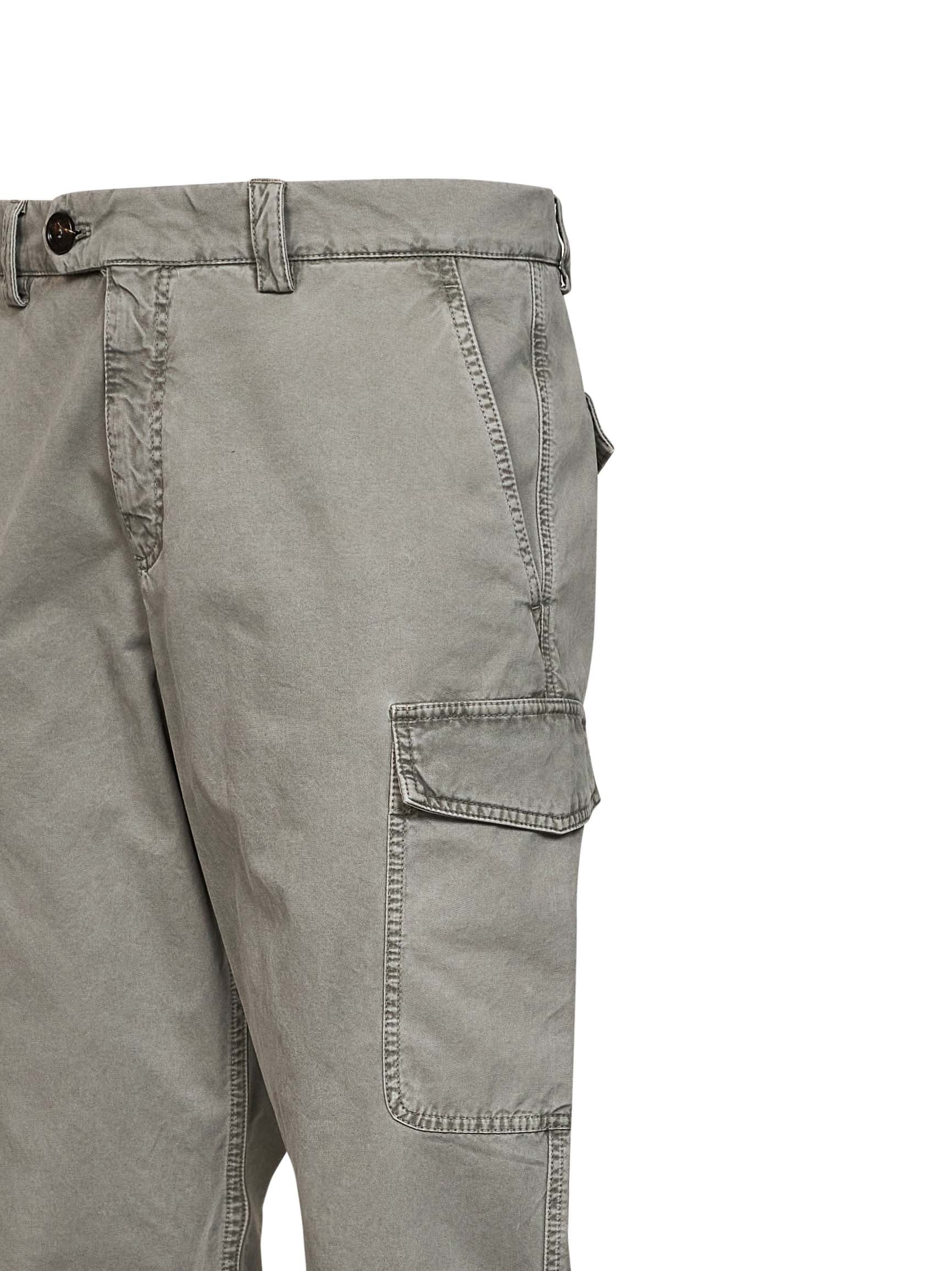 Brunello Cucinelli Men Washed Green Peached Cotton Gabardine Cargo Trousers BRUNELLO CUCINELLI