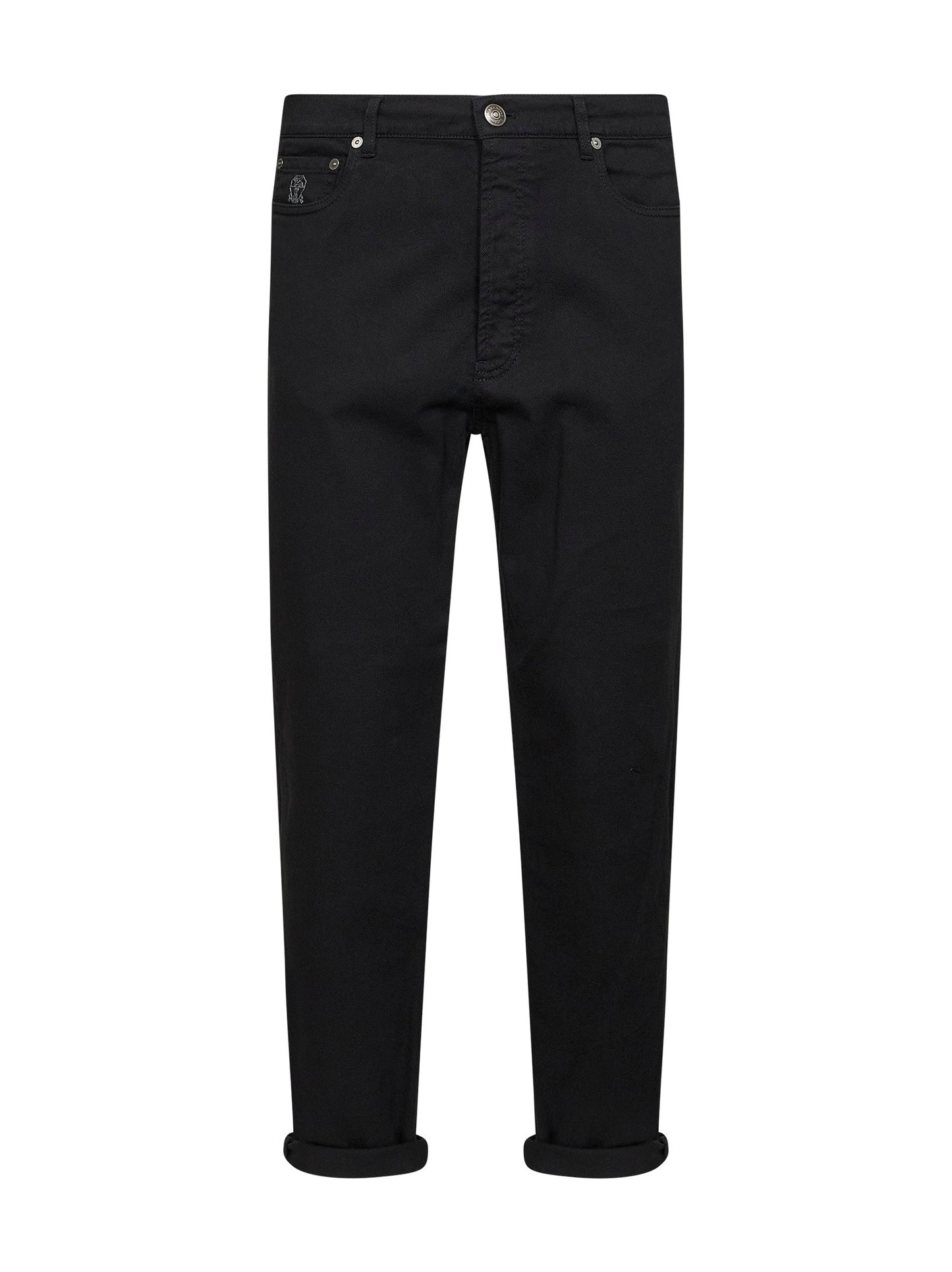 Brunello Cucinelli Men Black Garment-Dyed Lightweight Comfort Denim Iconic Fit Jeans BRUNELLO CUCINELLI