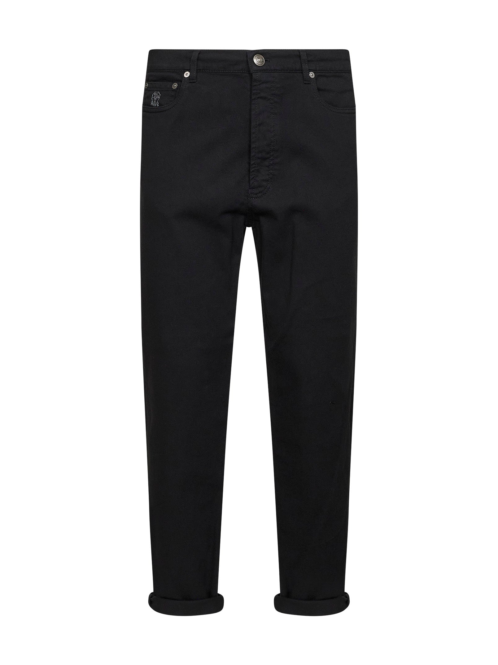 Brunello Cucinelli Men Black Garment-Dyed Lightweight Comfort Denim Iconic Fit Jeans BRUNELLO CUCINELLI
