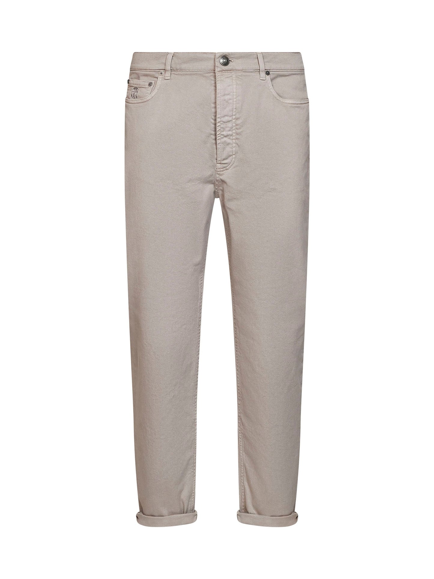 Brunello Cucinelli Men Marble Grey Garment-Dyed Lightweight Comfort Denim Iconic Fit Jeans BRUNELLO CUCINELLI