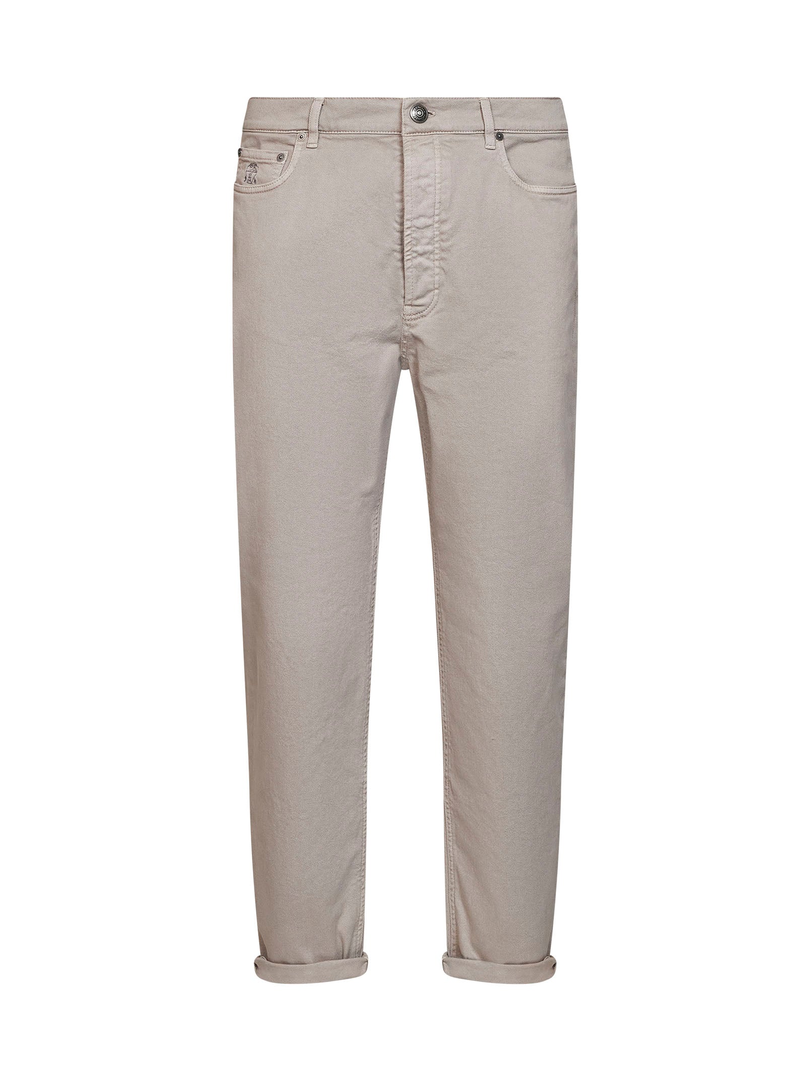 Brunello Cucinelli Men Marble Grey Garment-Dyed Lightweight Comfort Denim Iconic Fit Jeans BRUNELLO CUCINELLI