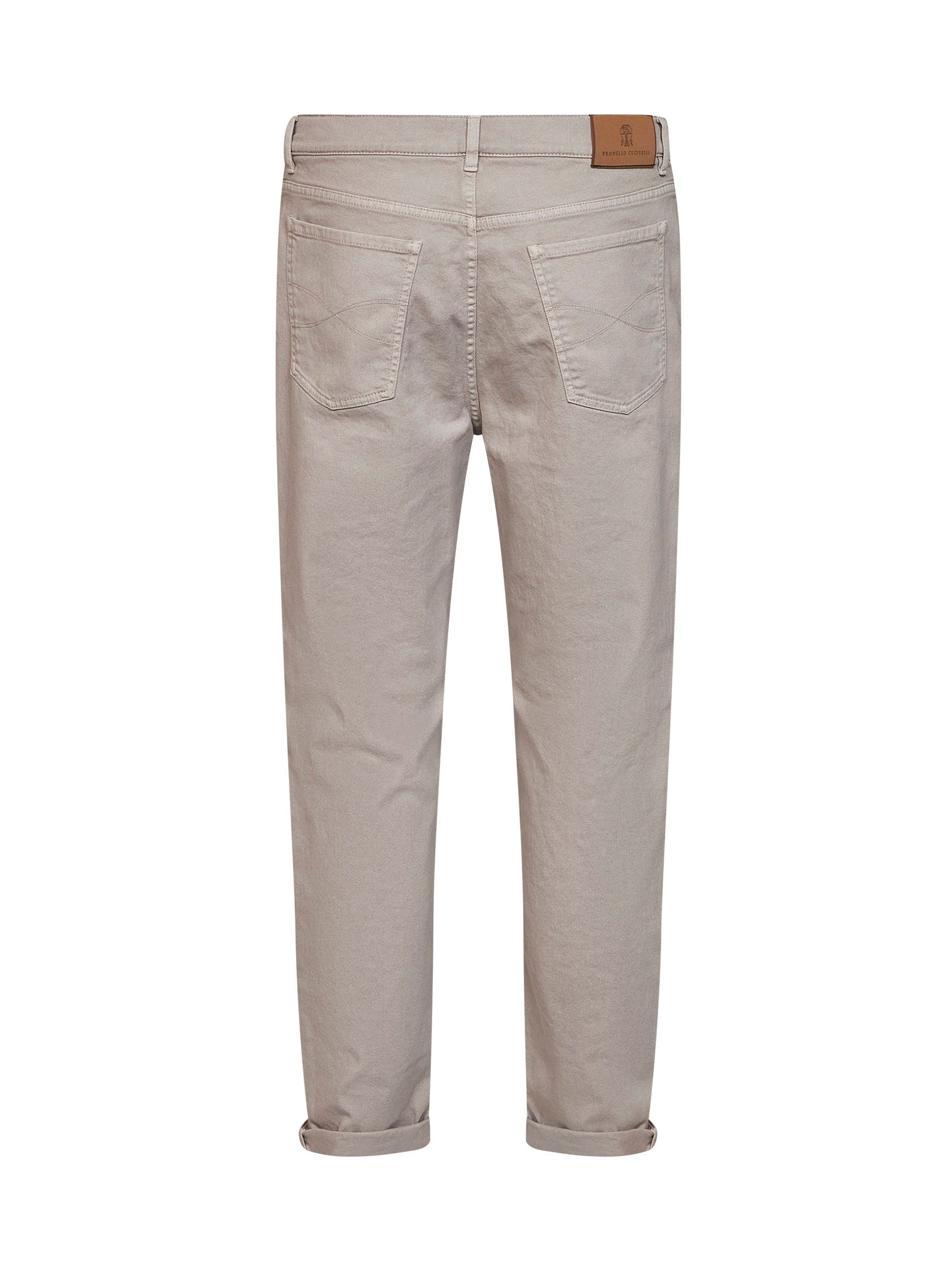 Brunello Cucinelli Men Marble Grey Garment-Dyed Lightweight Comfort Denim Iconic Fit Jeans BRUNELLO CUCINELLI