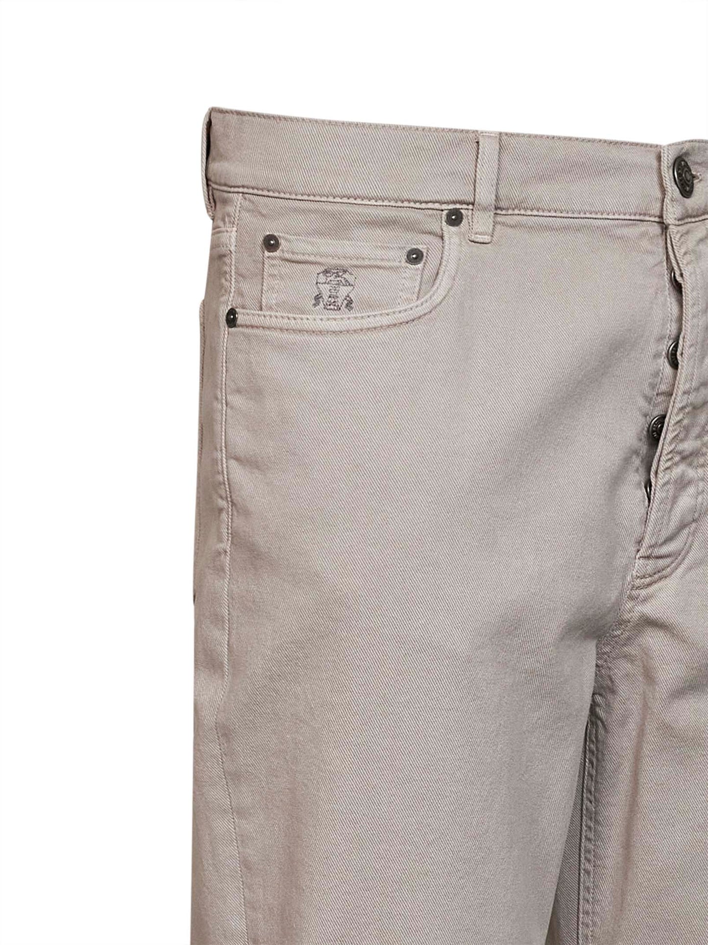 Brunello Cucinelli Men Marble Grey Garment-Dyed Lightweight Comfort Denim Iconic Fit Jeans BRUNELLO CUCINELLI