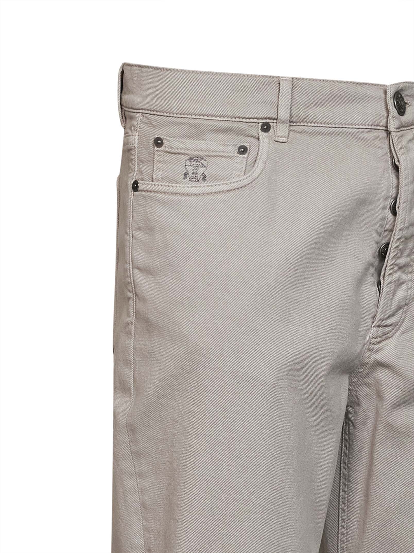 Brunello Cucinelli Men Marble Grey Garment-Dyed Lightweight Comfort Denim Iconic Fit Jeans BRUNELLO CUCINELLI