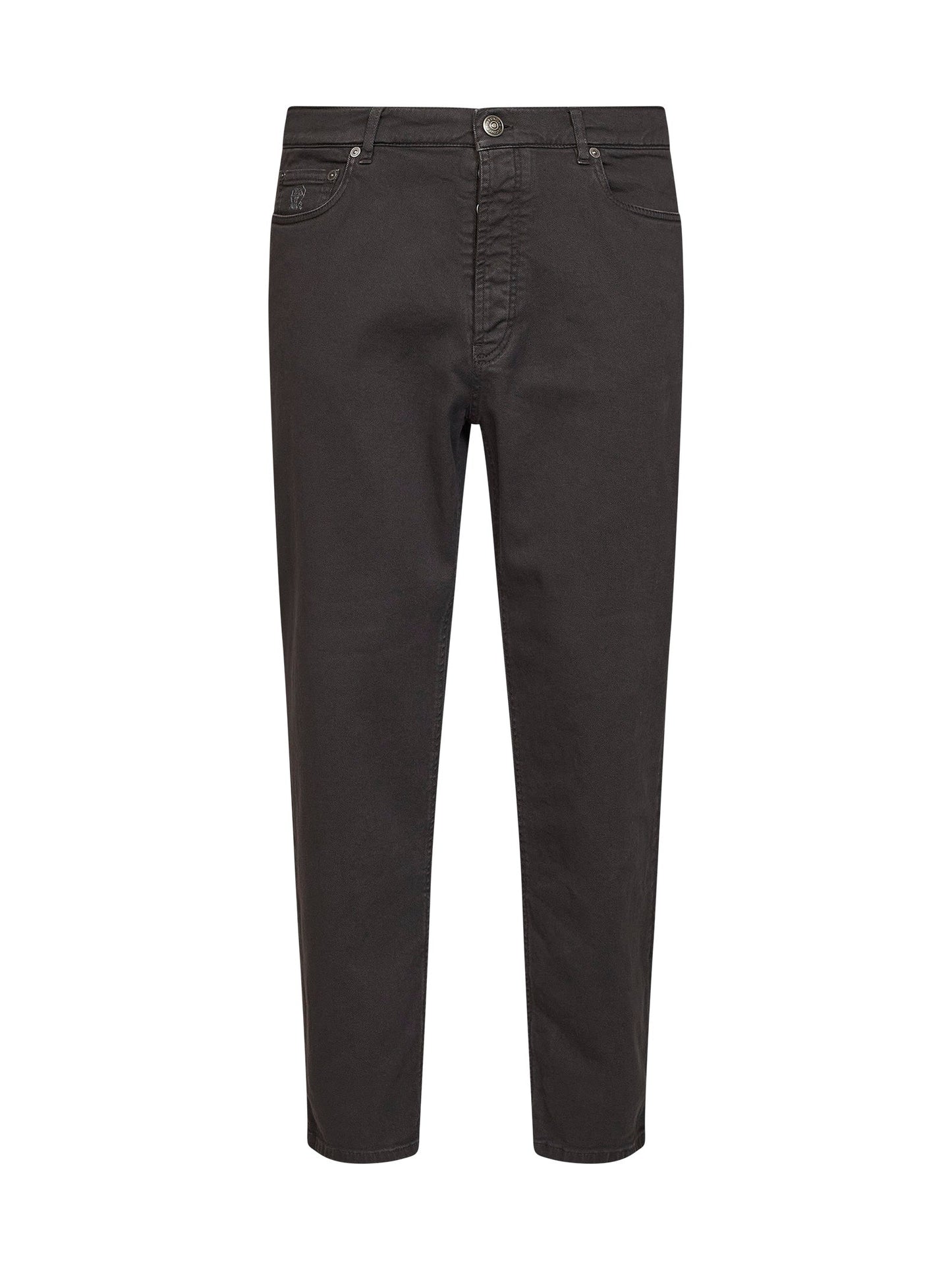 Brunello Cucinelli Men Dark Brown Garment-Dyed Lightweight Comfort Denim Iconic Fit Jeans BRUNELLO CUCINELLI